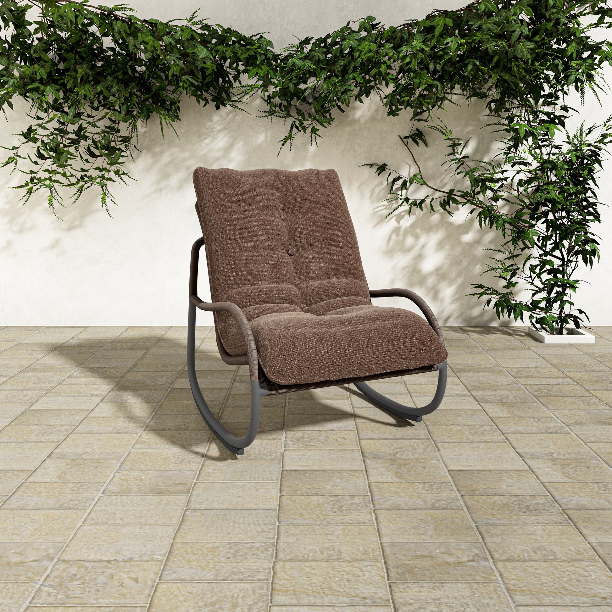 Lyra Outdoor Rocking Chair Brown by Moe's Home Collection - view 2