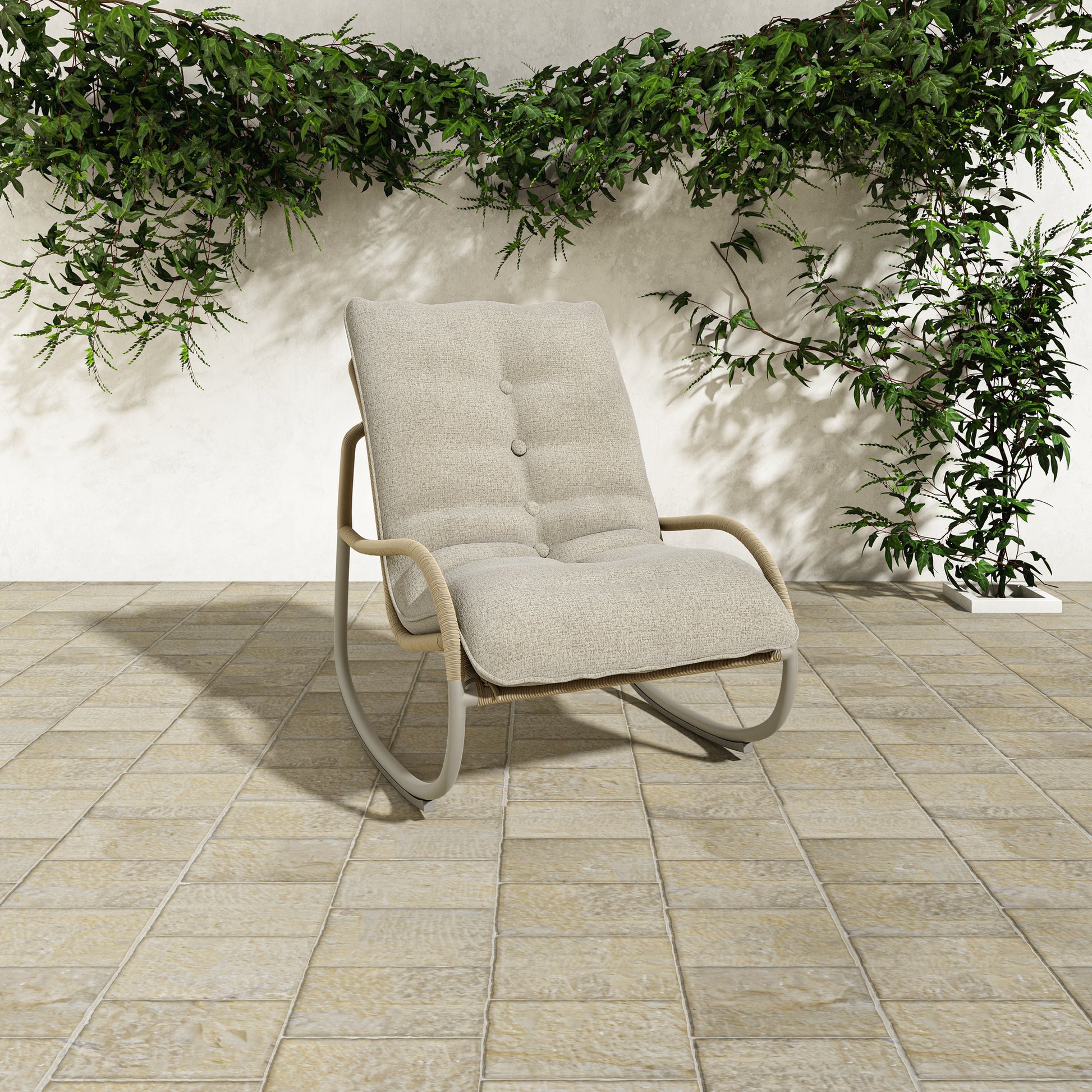 Lyra Outdoor Rocking Chair Beige by Moe's Home Collection - view 2