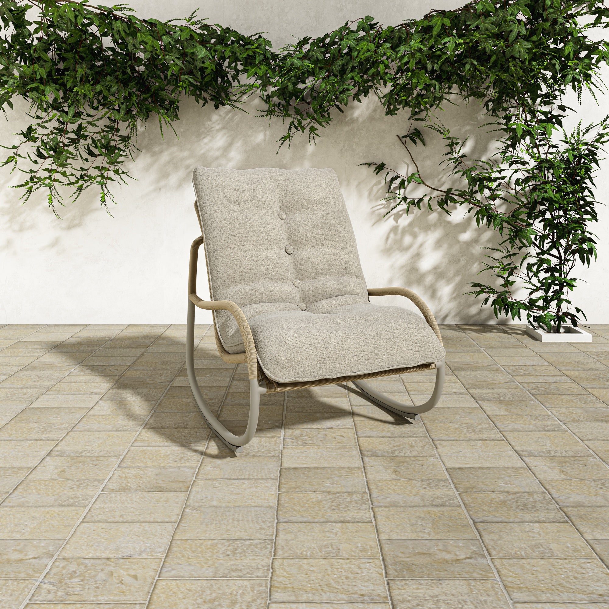 Lyra Outdoor Rocking Chair Beige by Moe's Home Collection - view 2