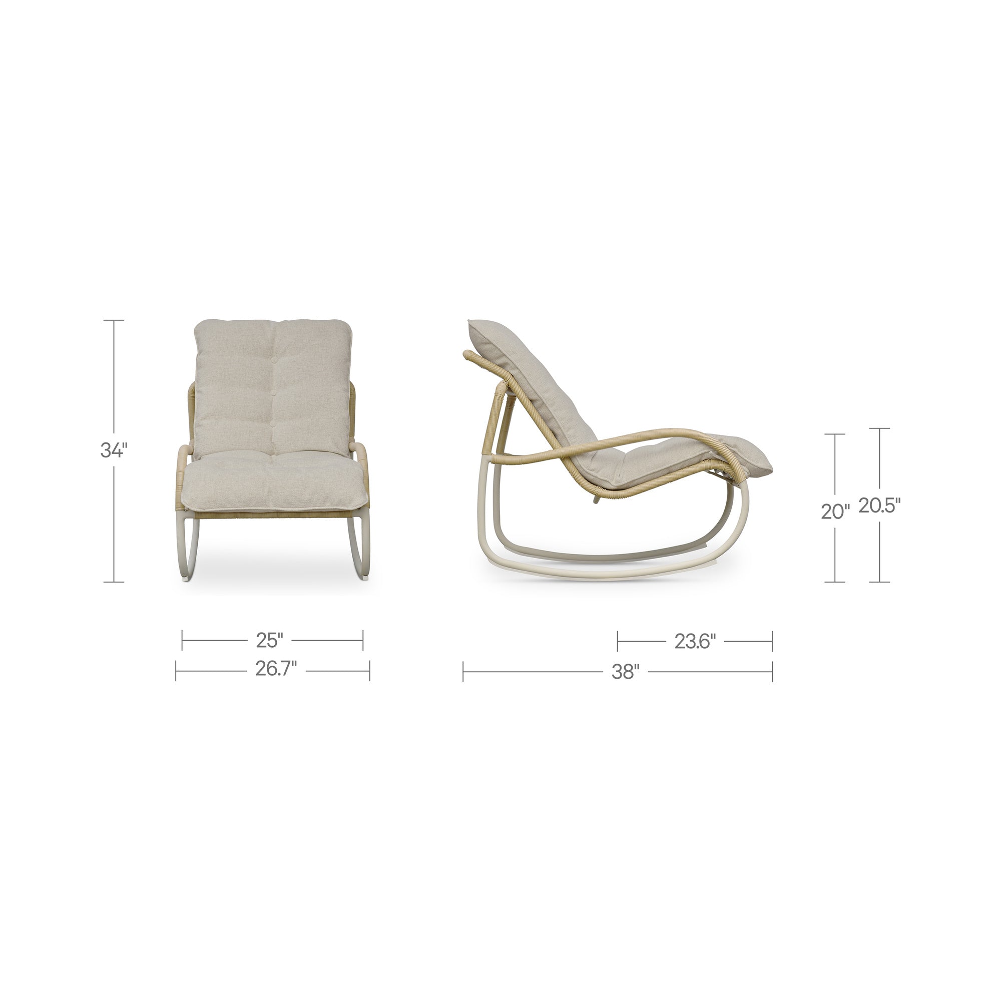 Lyra Outdoor Rocking Chair Beige by Moe's Home Collection - view 3