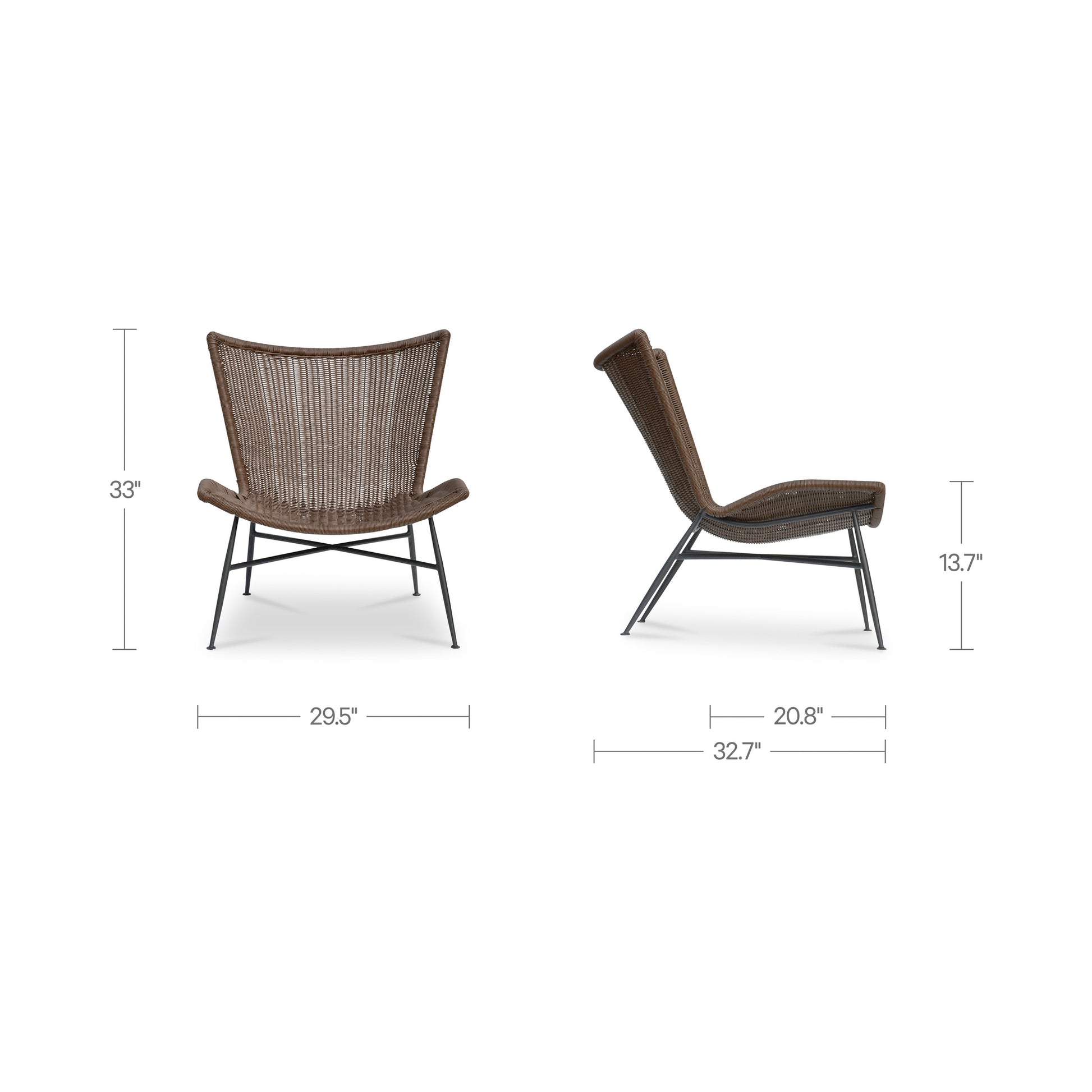 Paige Outdoor Accent Chair Brown by Moe's Home Collection - view 3