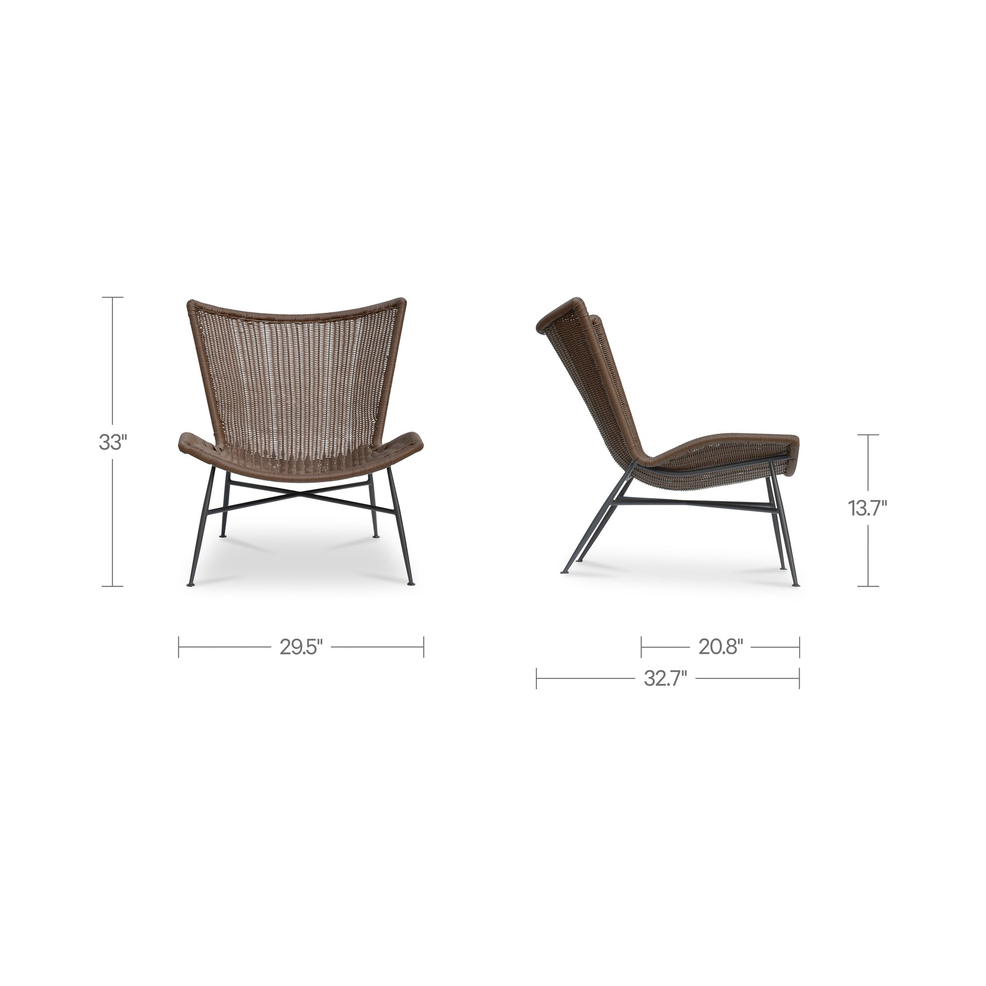 Paige Outdoor Accent Chair Brown by Moe's Home Collection - view 3