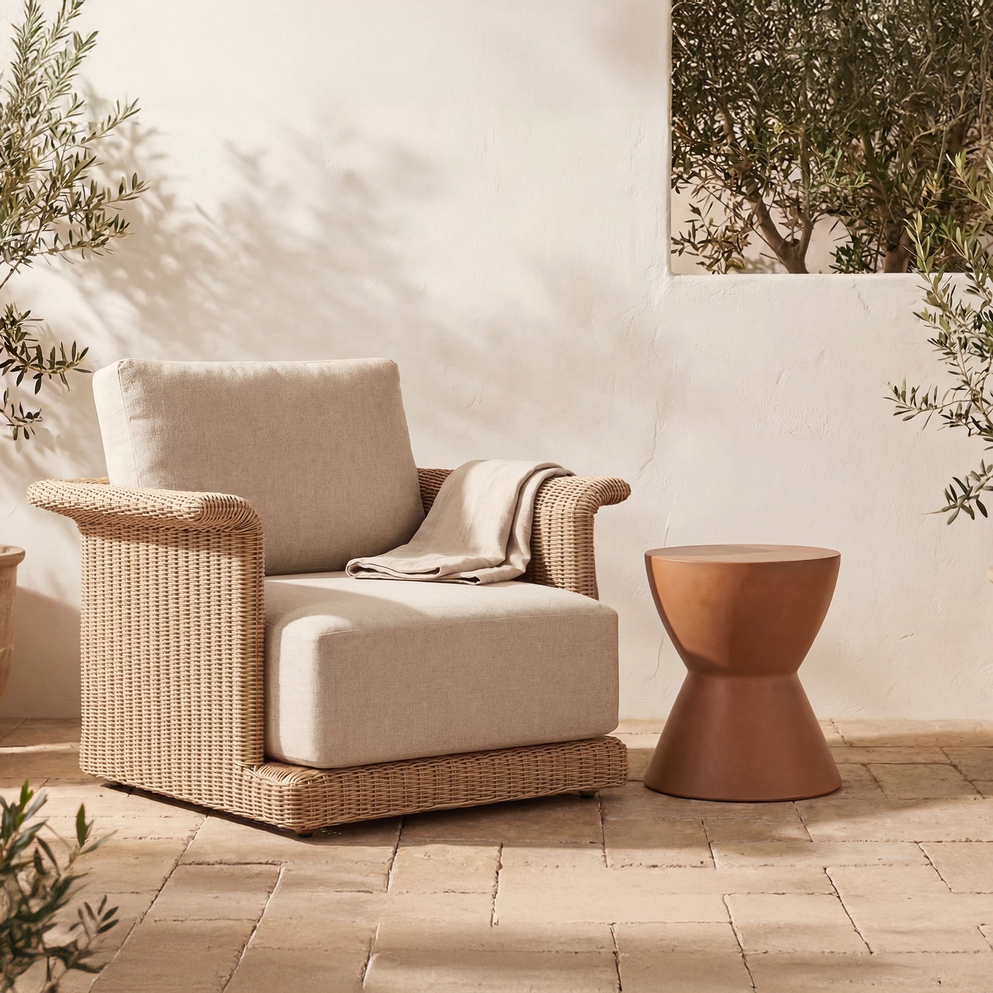 Meredith Outdoor Accent Chair Beige by Moe's Home Collection - view 2