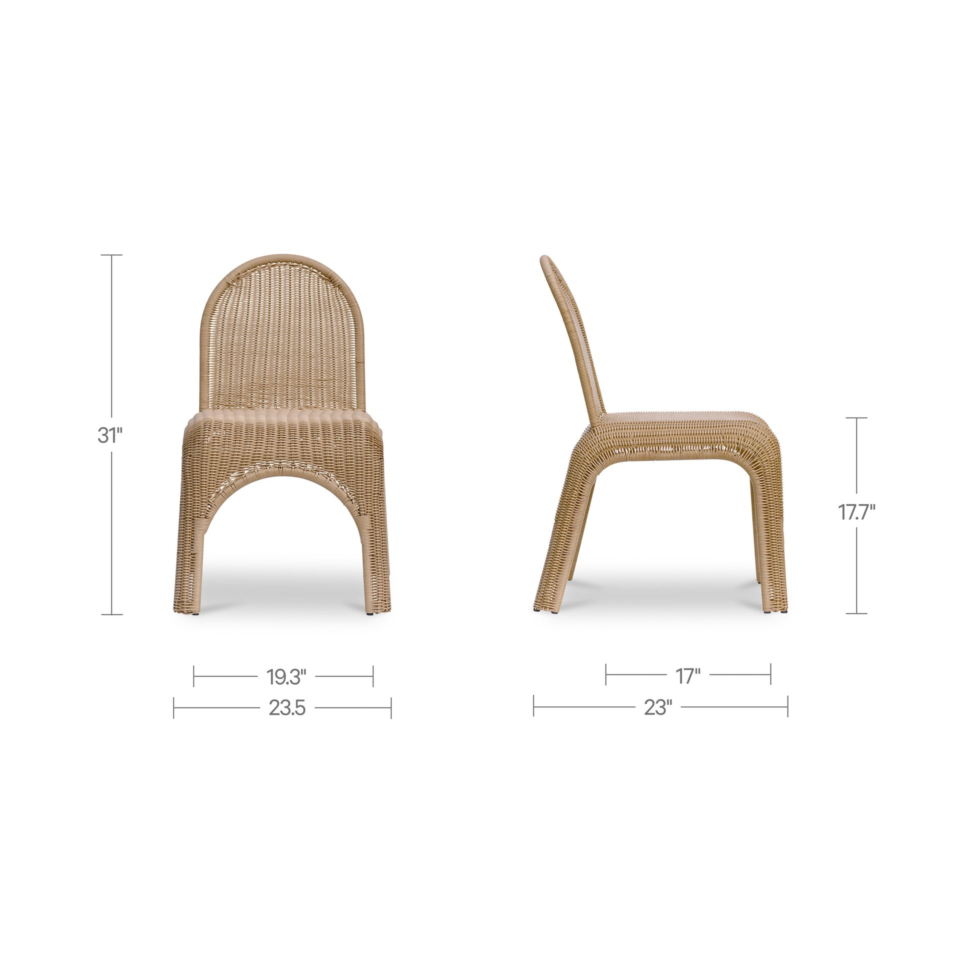 Kendall Outdoor Dining Chair Natural-Set of Two by Moe's Home Collection - view 4