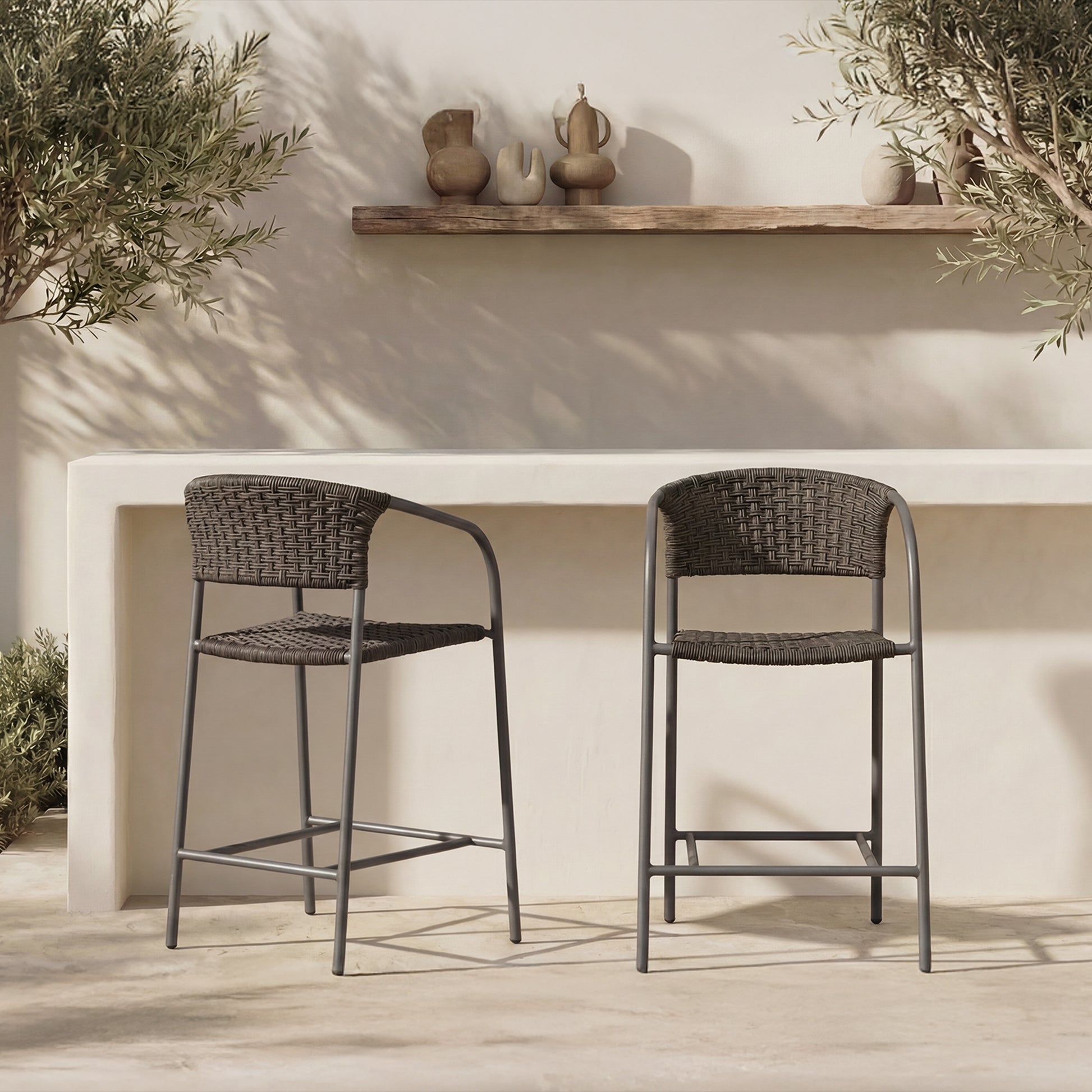 Zola Outdoor Bar Stool Dark Brown by Moe's Home Collection - view 3