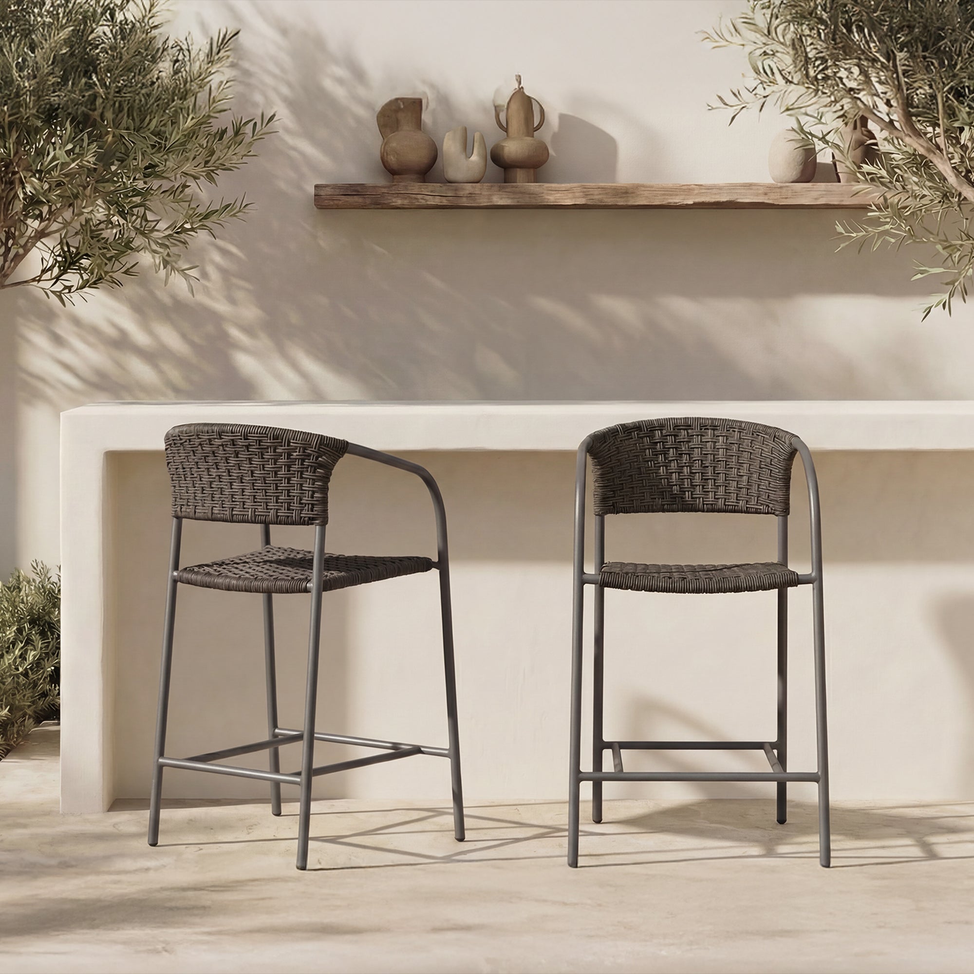 Zola Outdoor Bar Stool Dark Brown by Moe's Home Collection - view 3
