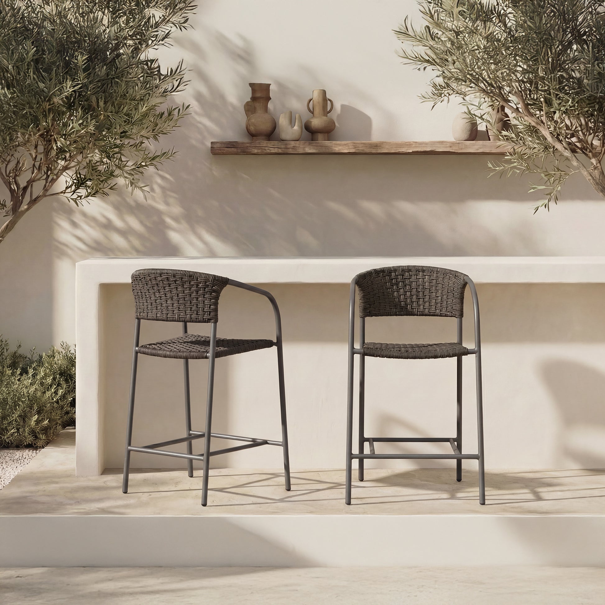 Zola Outdoor Counter Chair Dark Brown by Moe's Home Collection - view 3