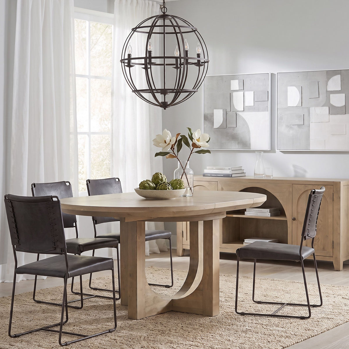 Grassroots Mission 42-60" Round Extension Dining Table in Gray Birch - image 3