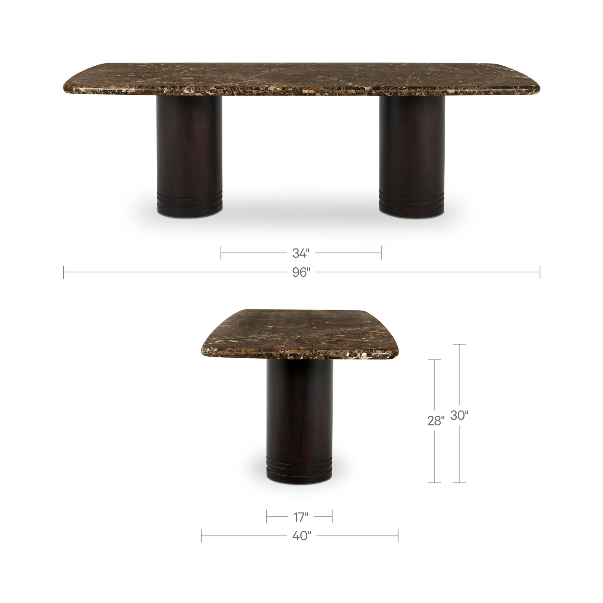 Daphne Dining Table Large Dark Emperador Marble by Moe's Home Collection - view 3