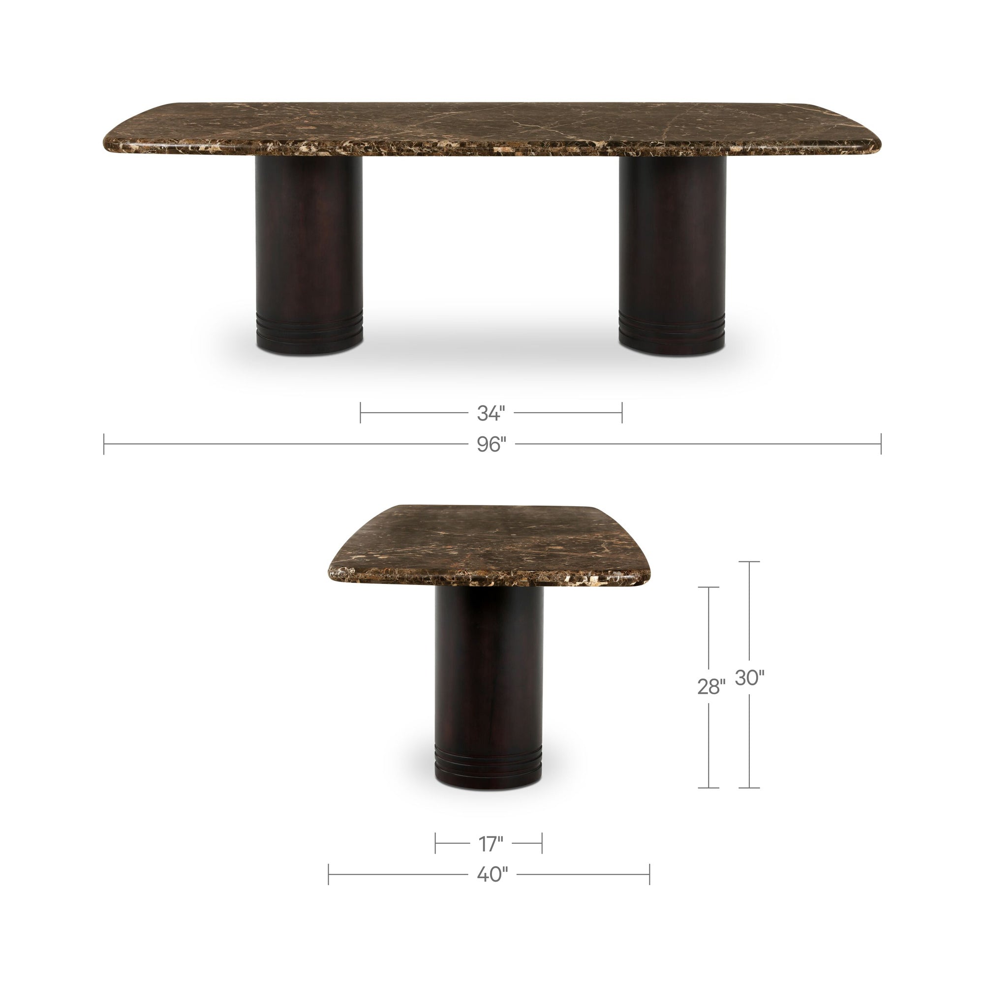 Daphne Dining Table Large Dark Emperador Marble by Moe's Home Collection - view 3