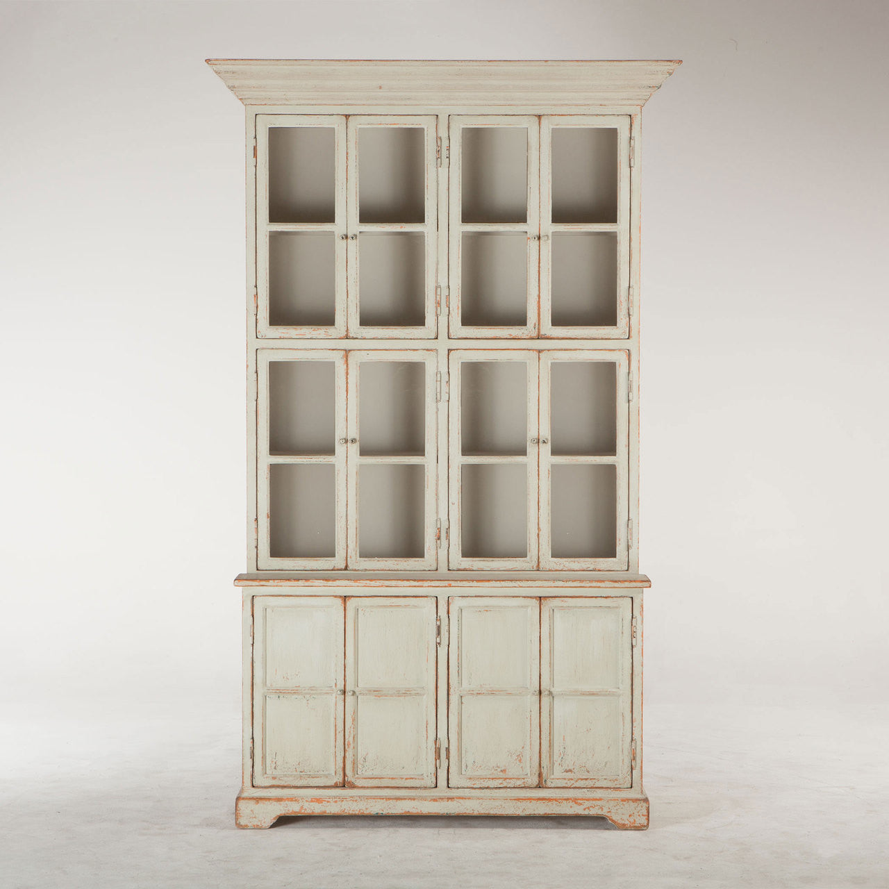 Vintage Solid Wood China Cabinet Hutch with Glass Doors