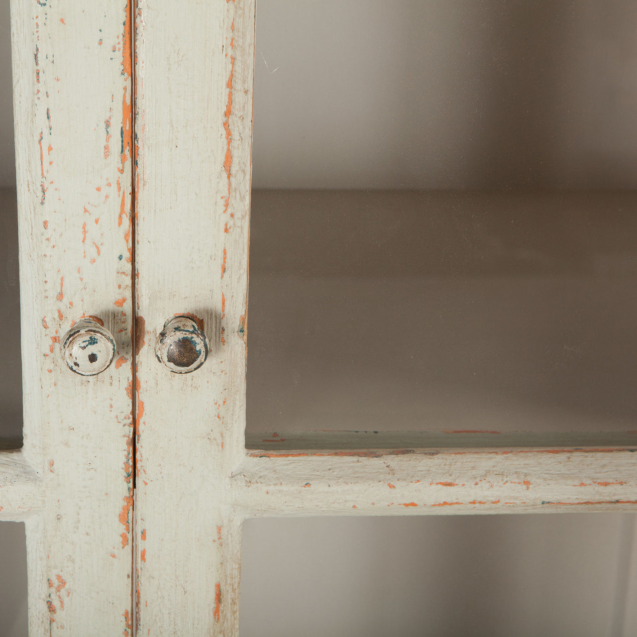 Vintage Solid Wood China Cabinet Hutch with Glass Doors