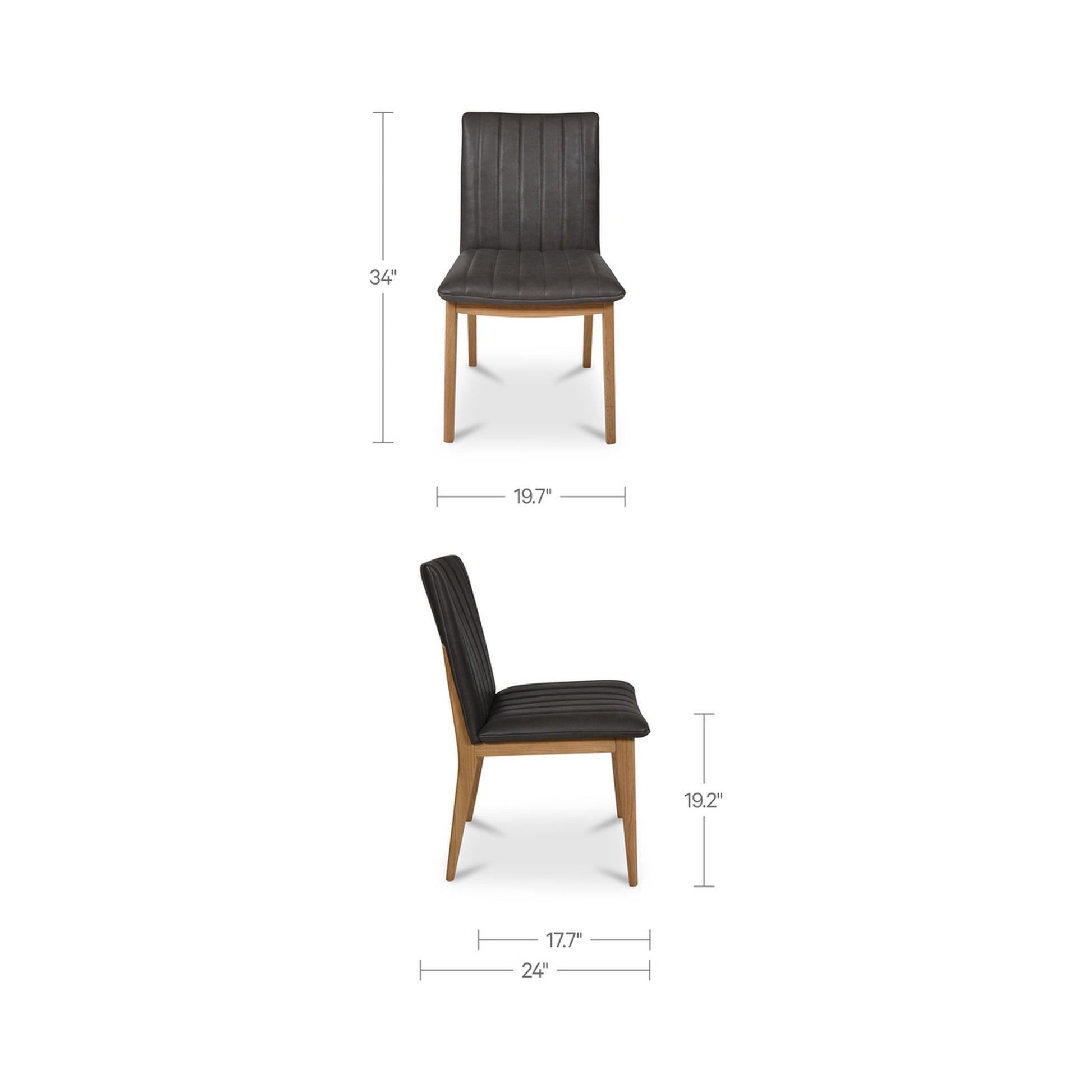 Demi Dining Chair Brown Leather-Set of Two by Moe's Home Collection - view 3