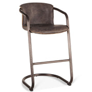 Industrial Loft Metal and Leather Bar Chair-EBONY