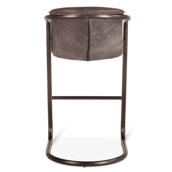 Industrial Loft Metal and Leather Bar Chair-EBONY