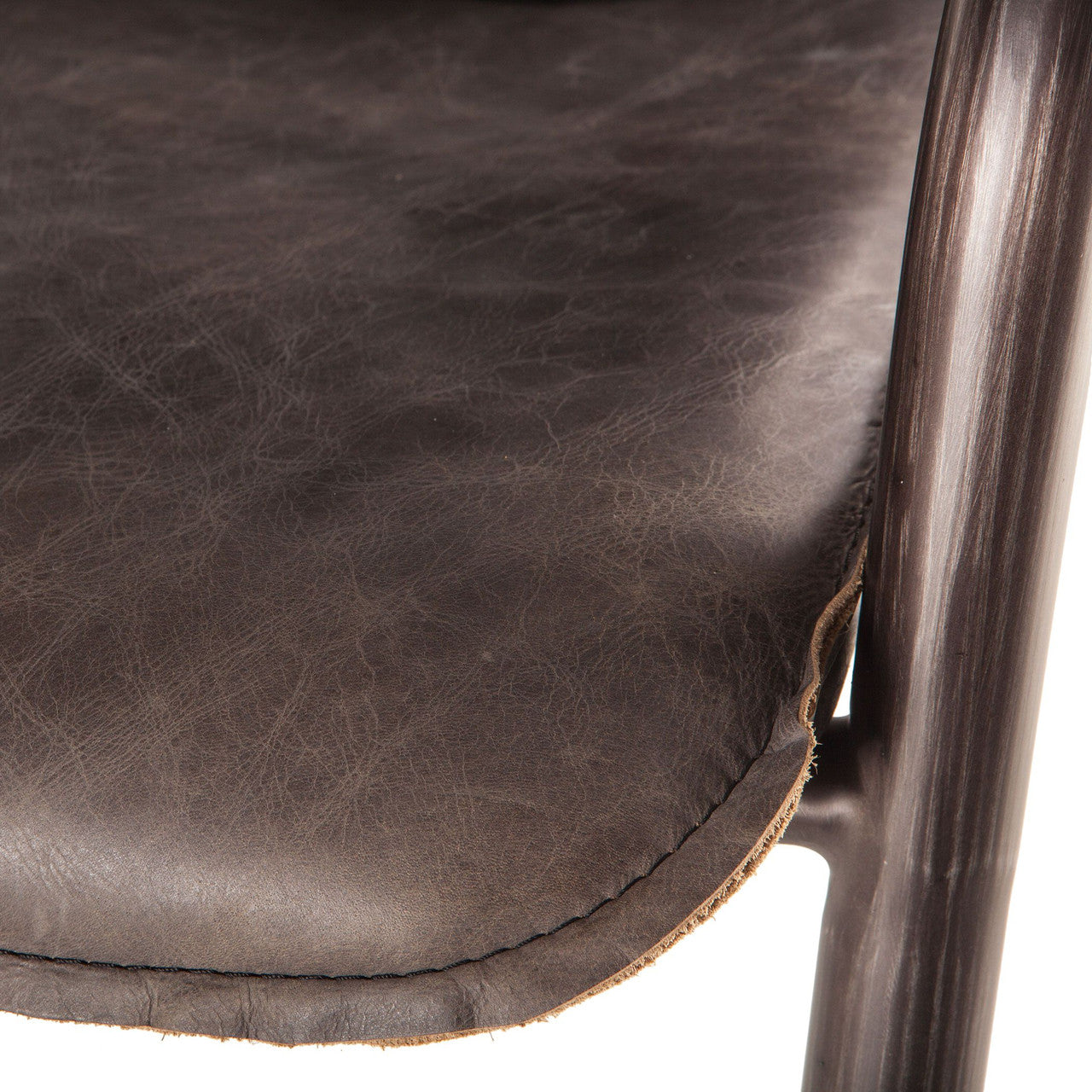 Industrial Loft Metal and Leather Bar Chair-EBONY