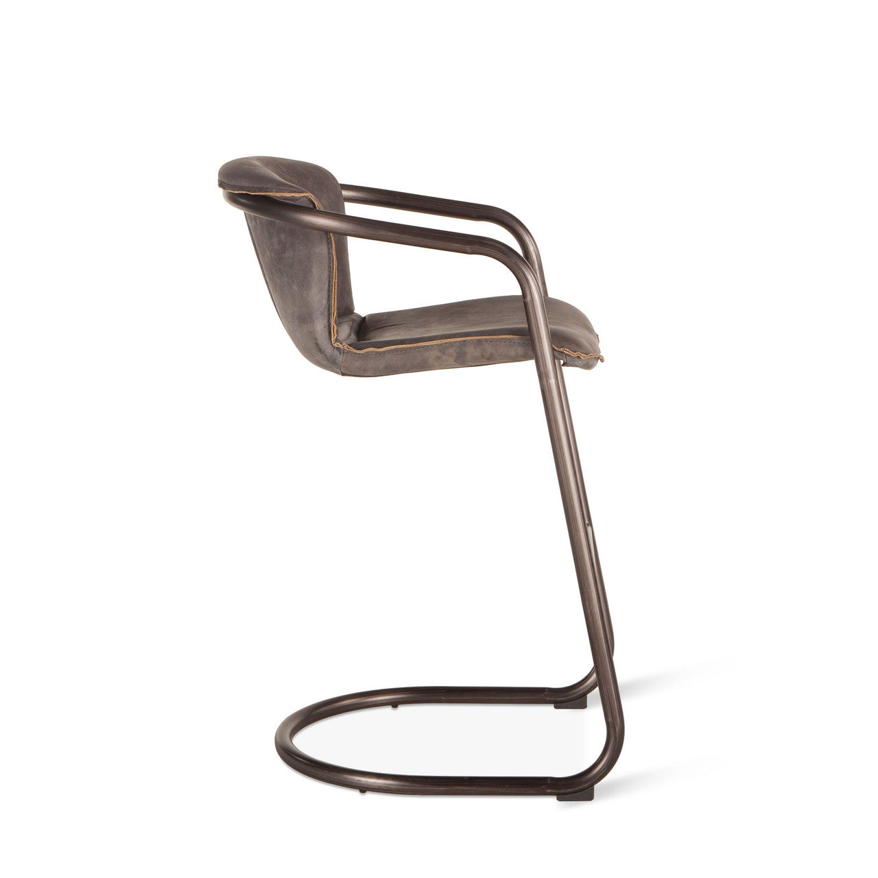 Industrial Loft Metal and Leather Bar Chair-EBONY