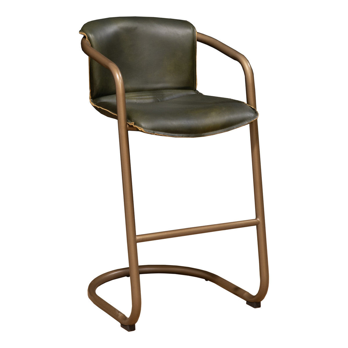 Portofino 22" Bar Chair in Emerald Green Leather