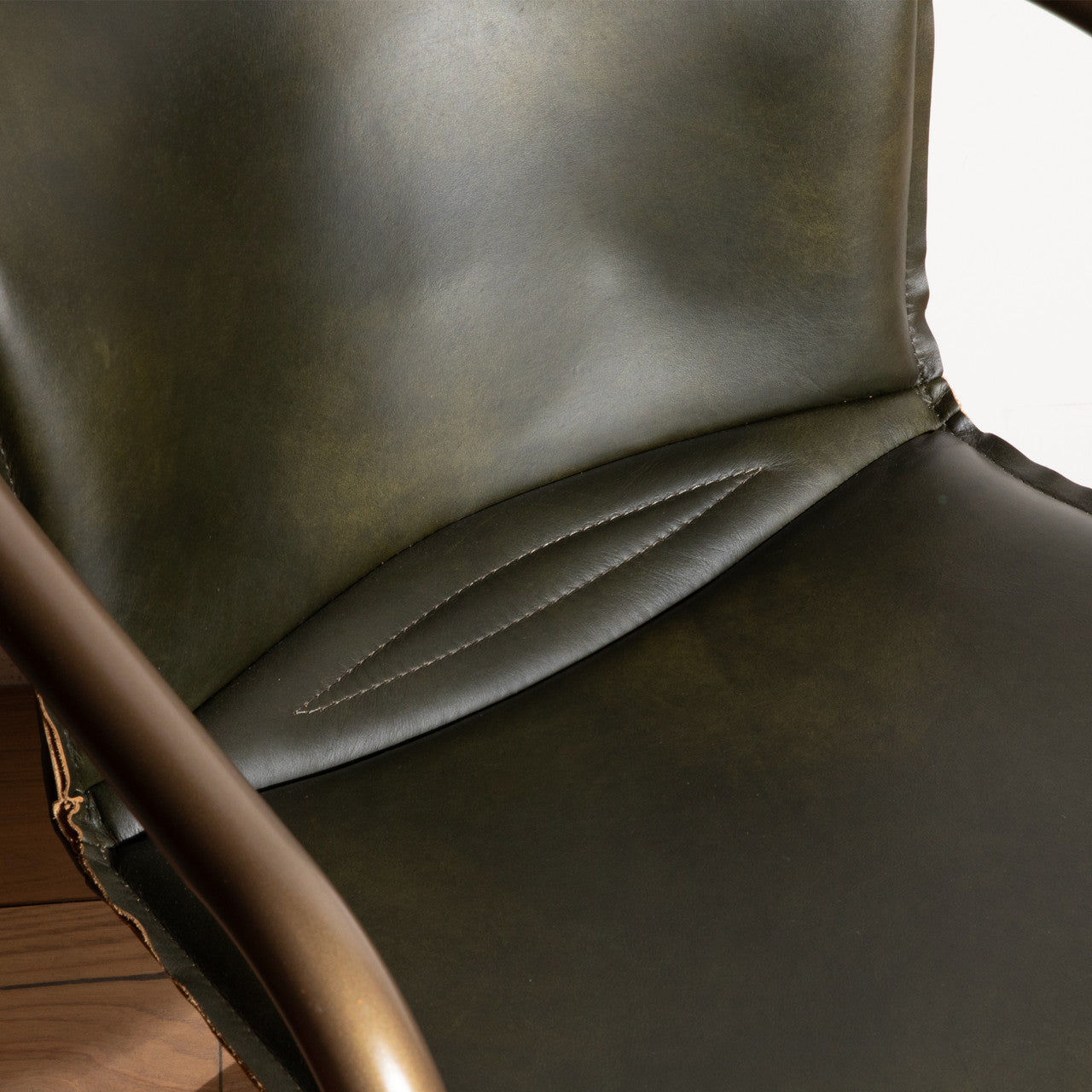 Portofino 22" Bar Chair in Emerald Green Leather