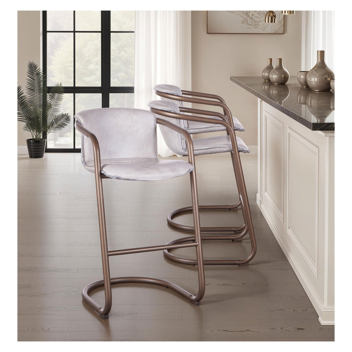Portofino 22" Bar Chair in Vintage White Leather