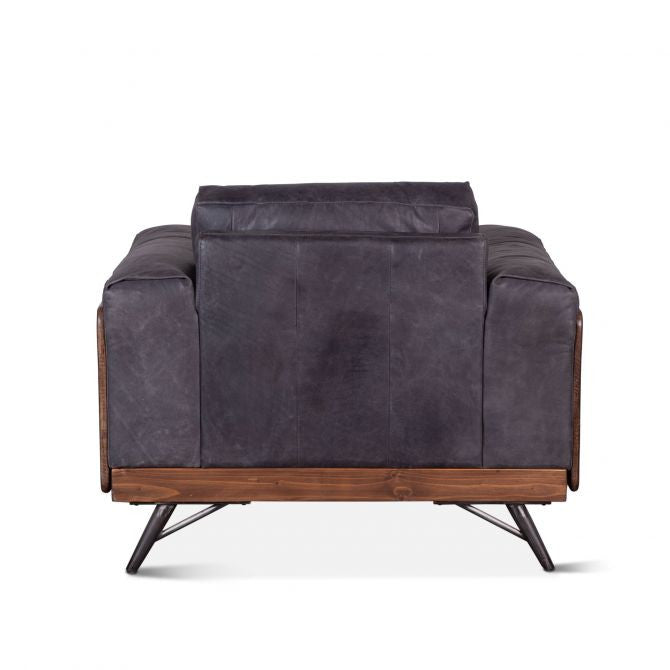 Mid Century Arm Chair in Leather and Wood - Antique Ebony