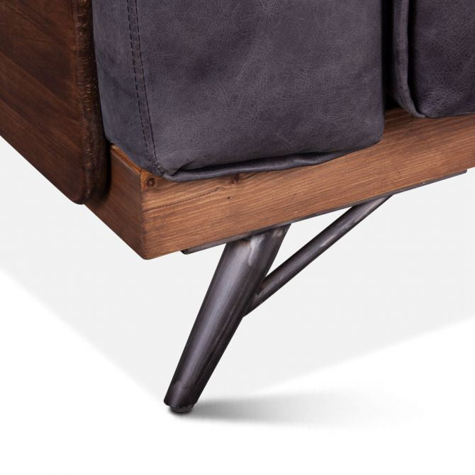 Mid Century Arm Chair in Leather and Wood - Antique Ebony