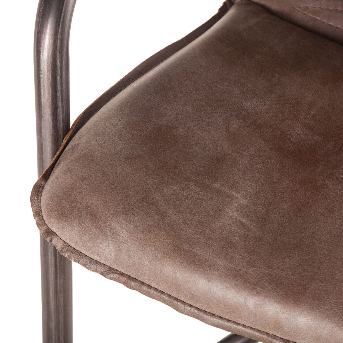 Industrial Loft Metal and Jet Brown Leather Counter Stool