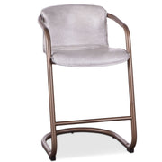 Industrial Loft Metal and Vintage White Leather Counter Stool