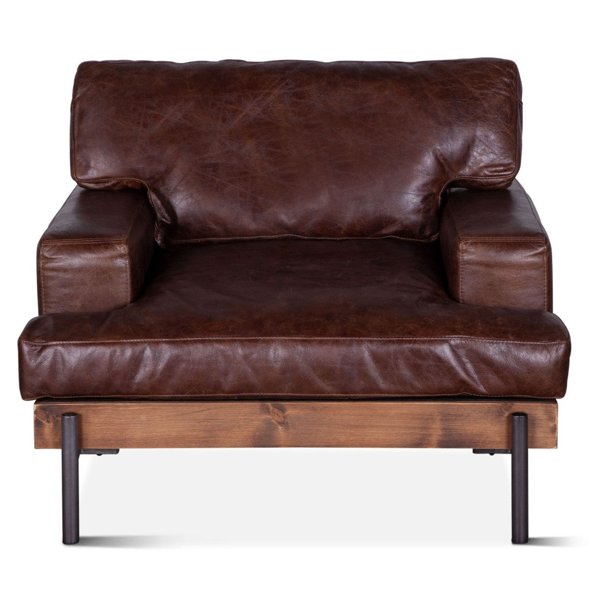 Loft Retro Industrial Cigar Brown Leather Club Chair 41"