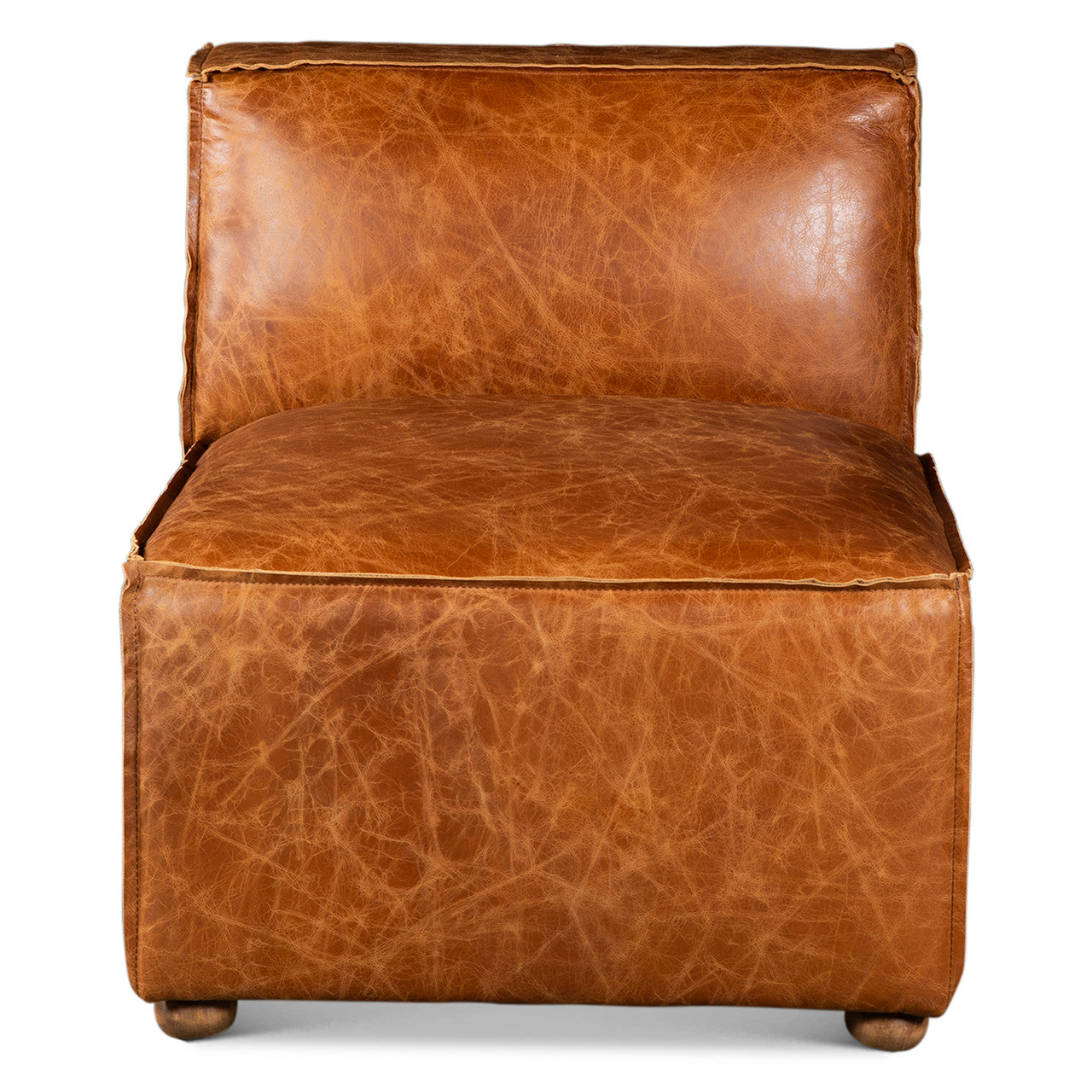 Portofino Loft 112" Sectional Sofa in Cocoa Brown Leather