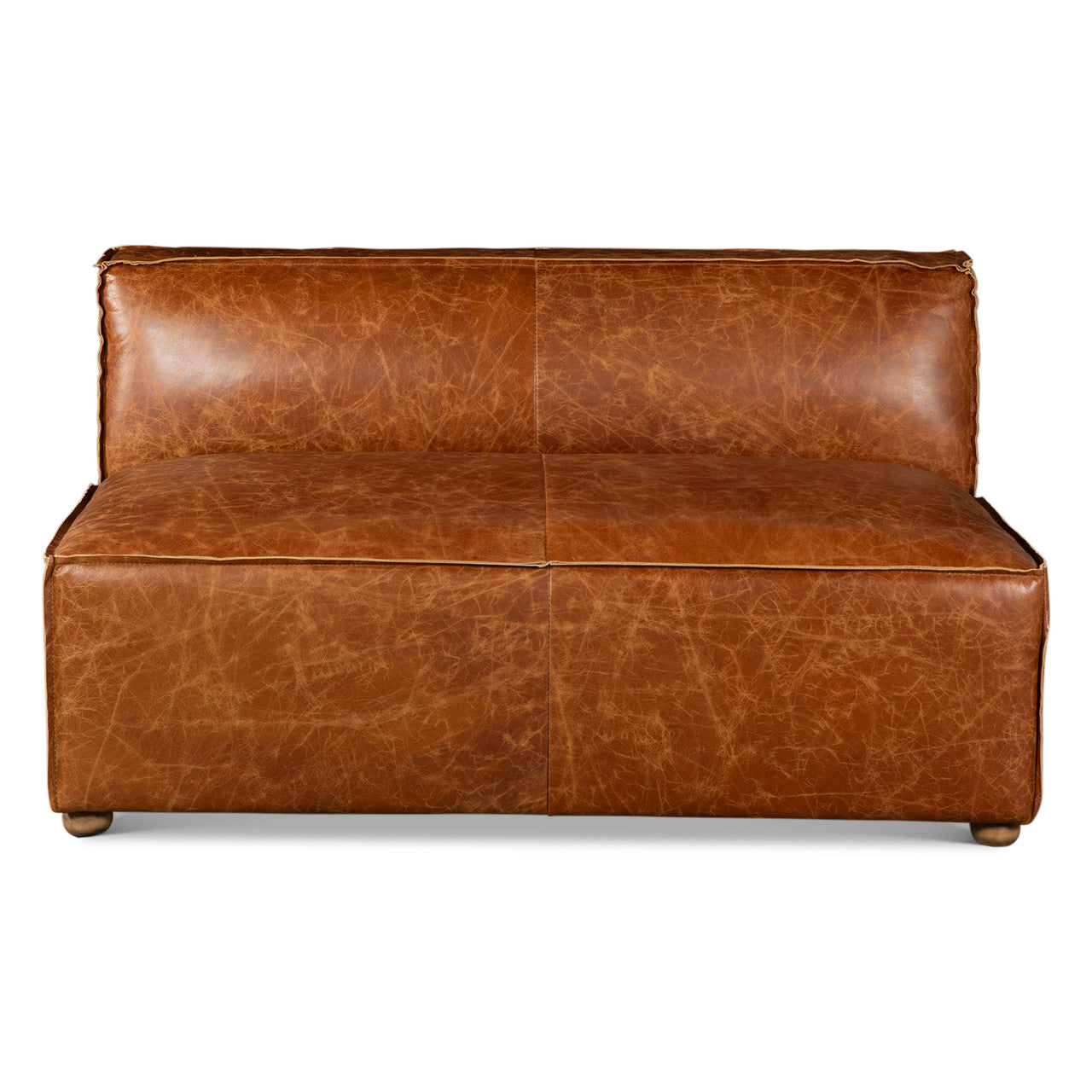 Portofino Loft 112" Sectional Sofa in Cocoa Brown Leather
