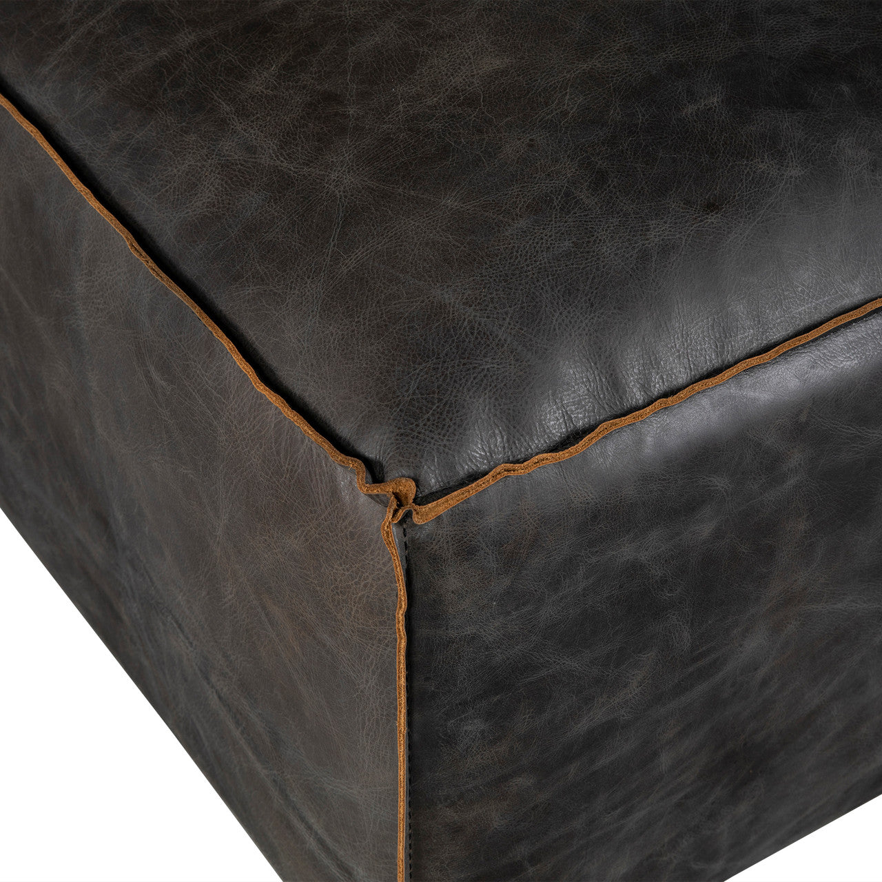Portofino Loft Sectional Ottoman in Antique Ebony Leather
