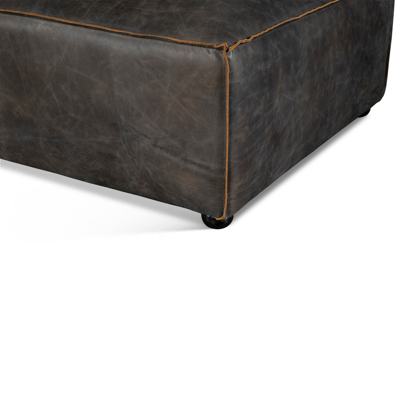 Portofino Loft Sectional Ottoman in Antique Ebony Leather