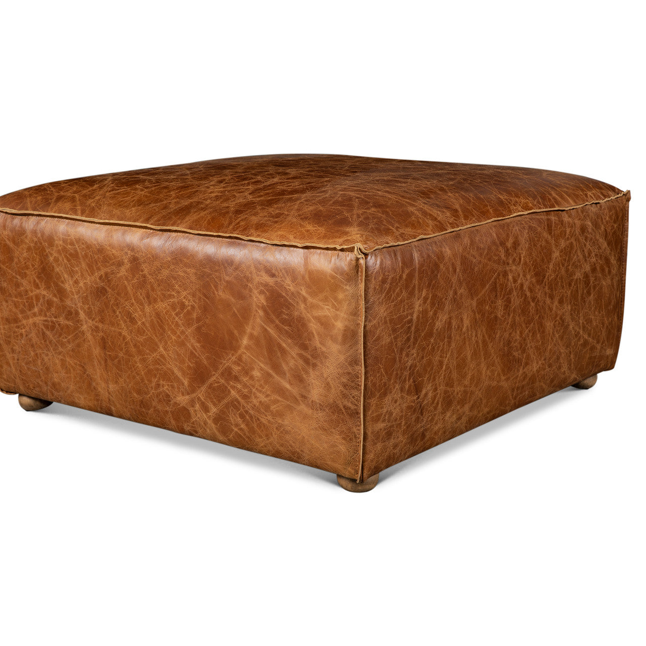 Portofino Loft Sectional Ottoman in Cocoa Brown Leather