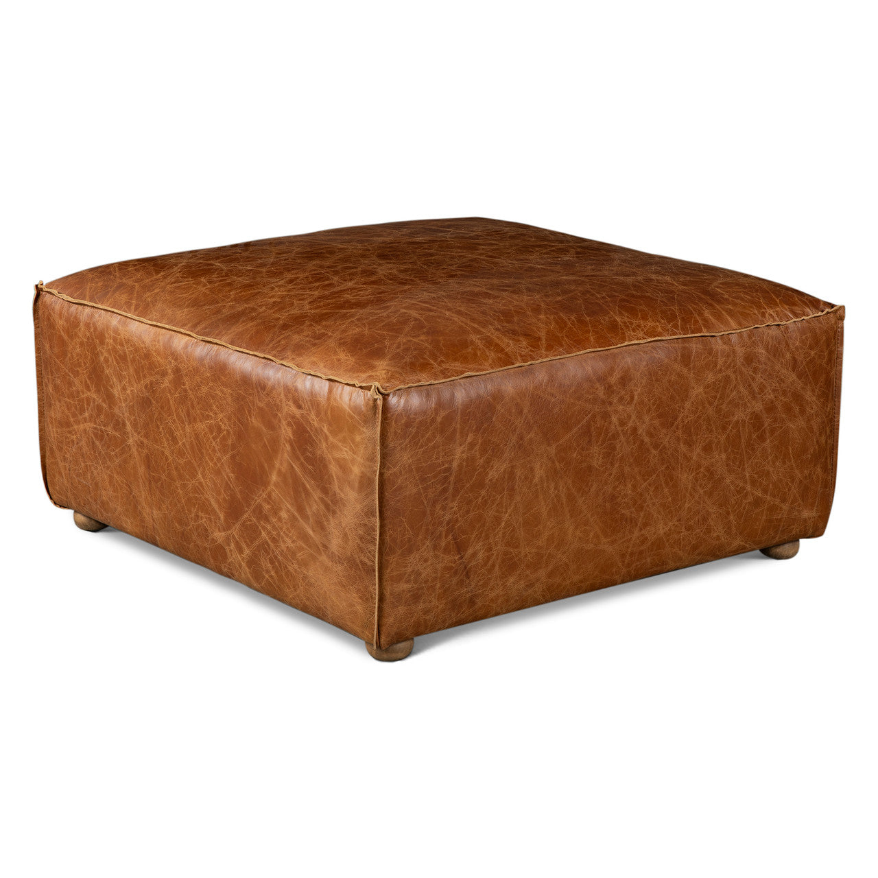 Portofino Loft Sectional Ottoman in Cocoa Brown Leather