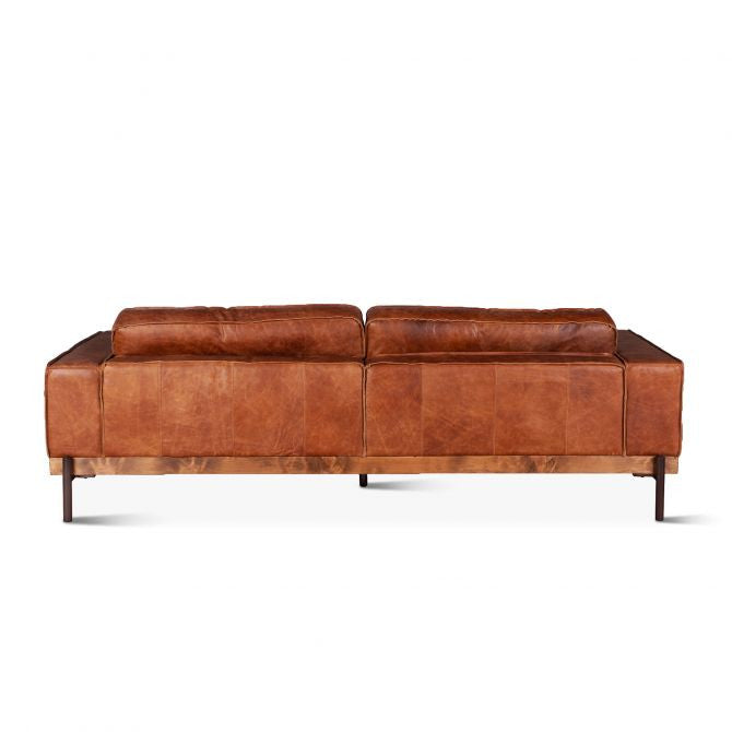 Loft Industrial Cocoa Leather Sofa 95"