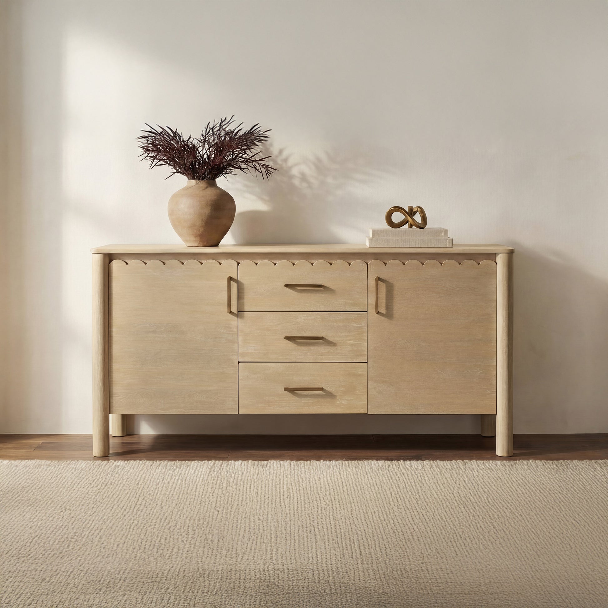 Wiley 3 Drawer Sideboard Natural by Moe's Home Collection - view 2