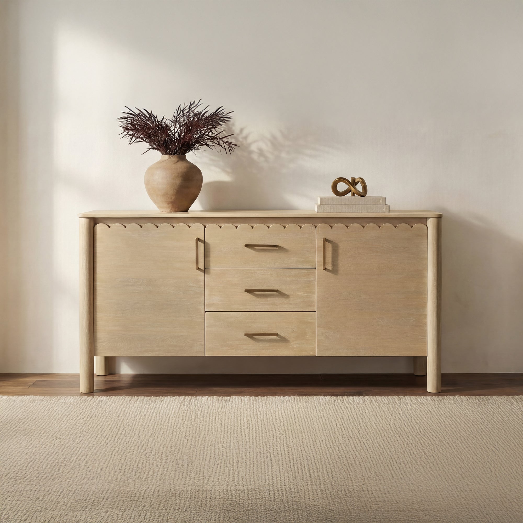 Wiley 3 Drawer Sideboard Natural by Moe's Home Collection - view 2