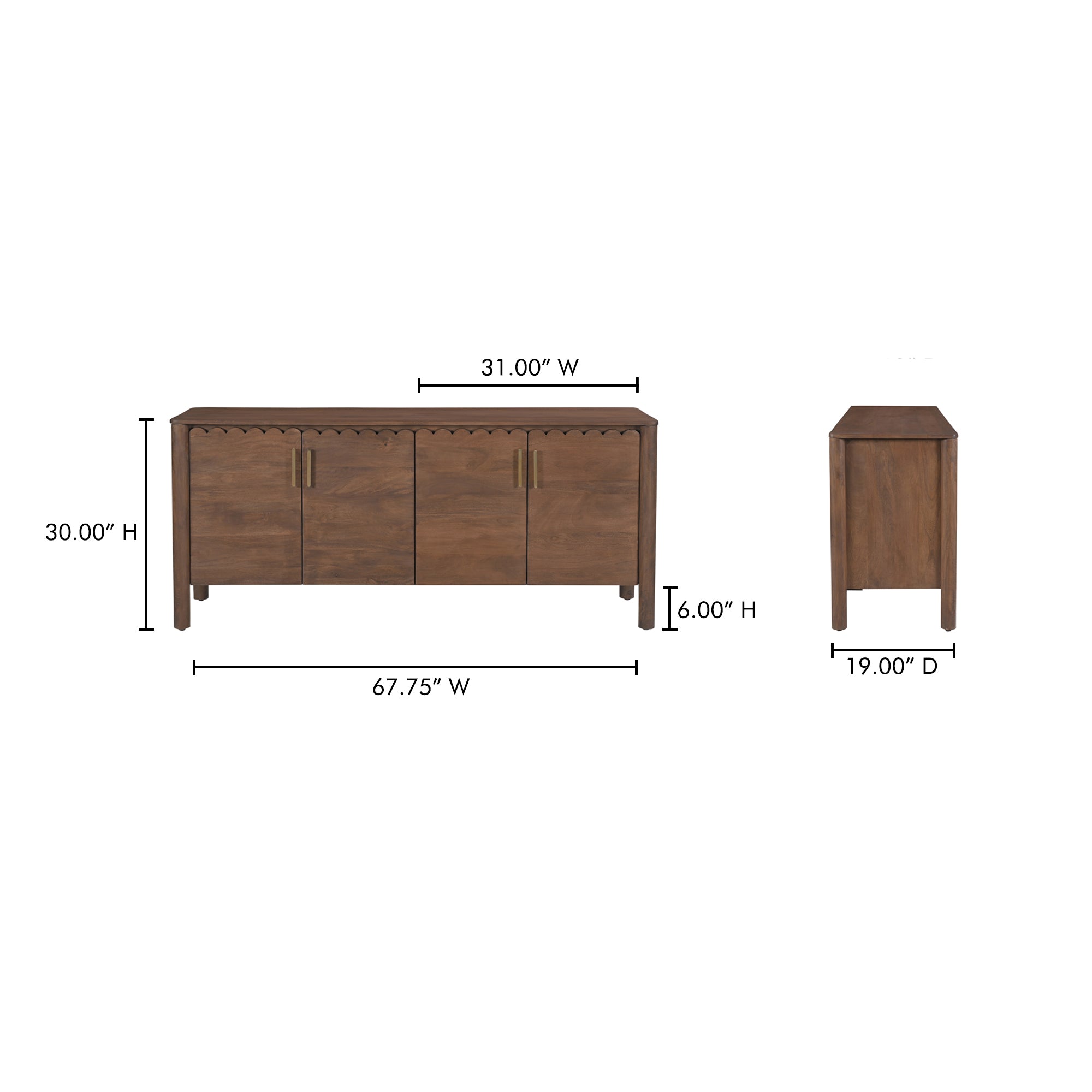 Wiley 4 Door Sideboard Vintage Brown by Moe's Home Collection - view 5