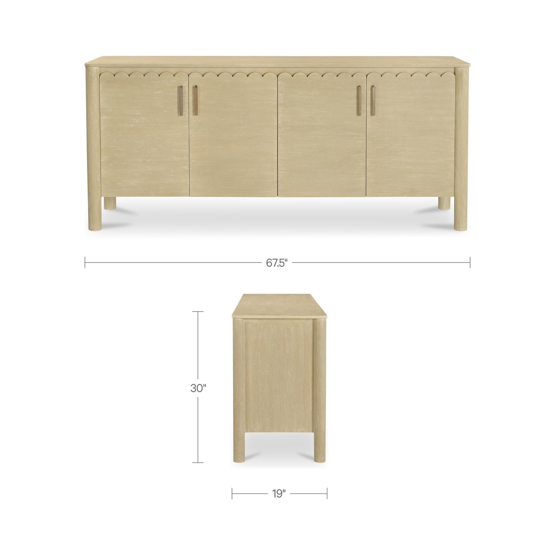 Wiley 4 Door Sideboard Natural by Moe's Home Collection - view 3
