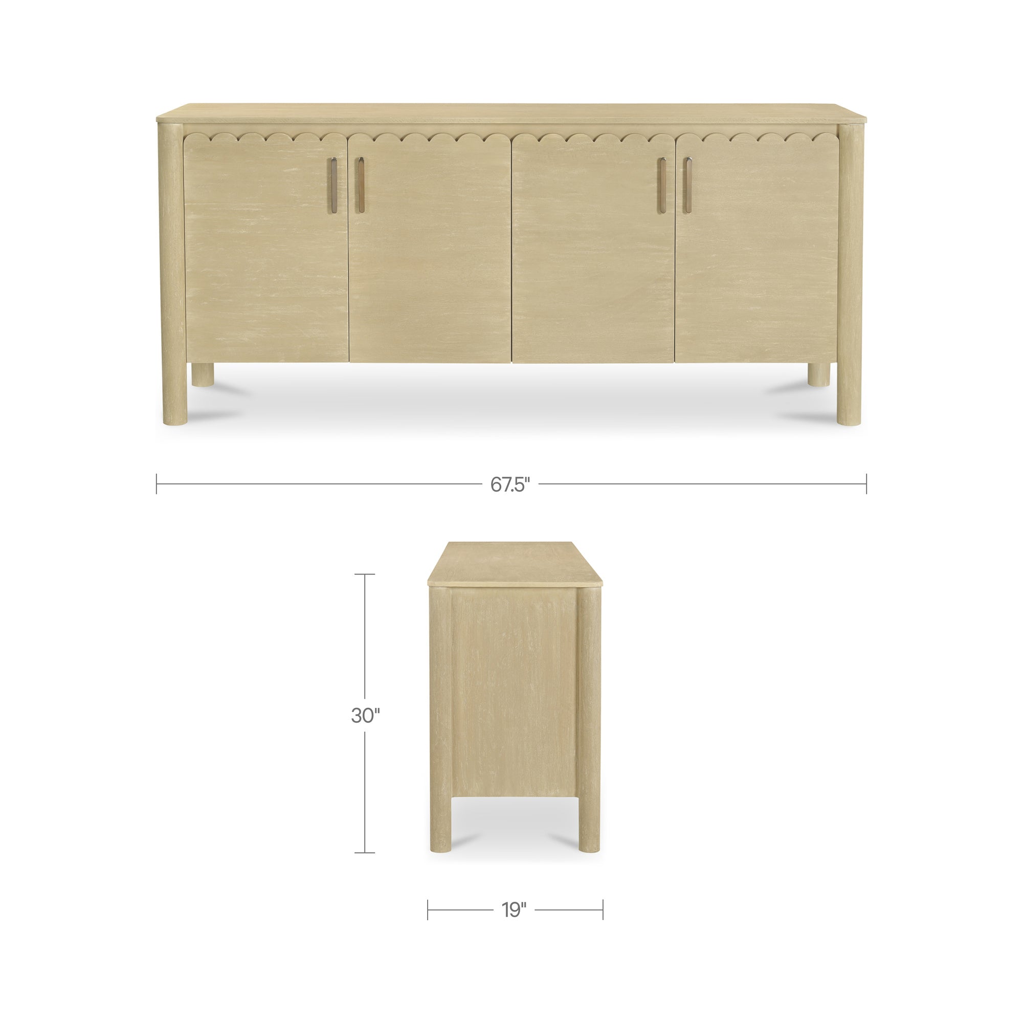 Wiley 4 Door Sideboard Natural by Moe's Home Collection - view 3