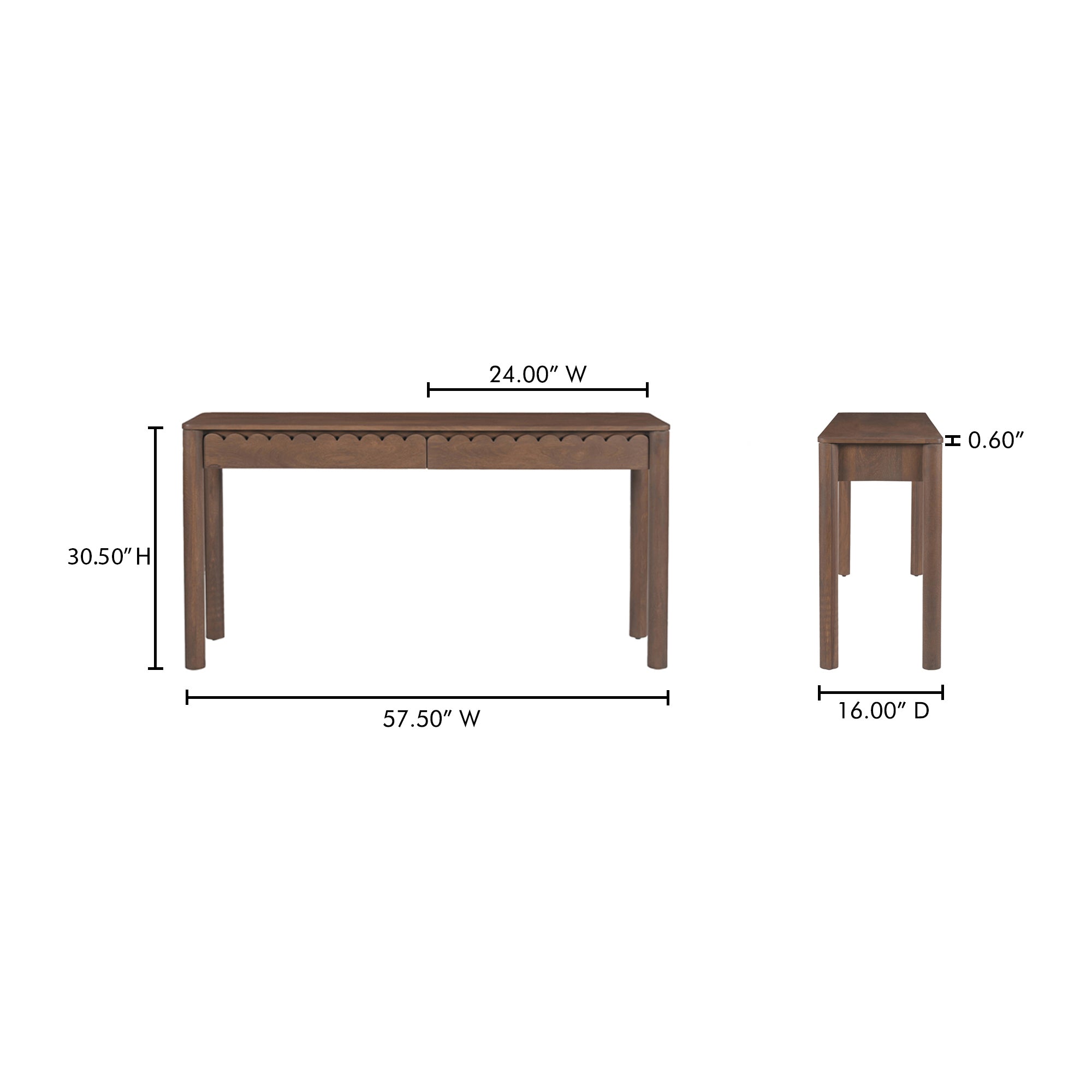 Wiley Console Table Vintage Brown by Moe's Home Collection - view 4