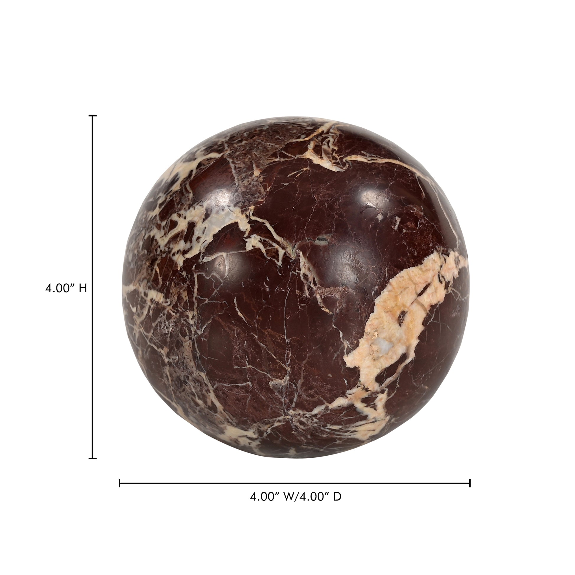 Odessa Sphere Tabletop Accent Red Levanto Marble by Moe's Home Collection - view 2