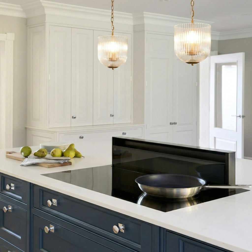 Garnet Pendant Lamp - Coarse Gold + Clear Glass