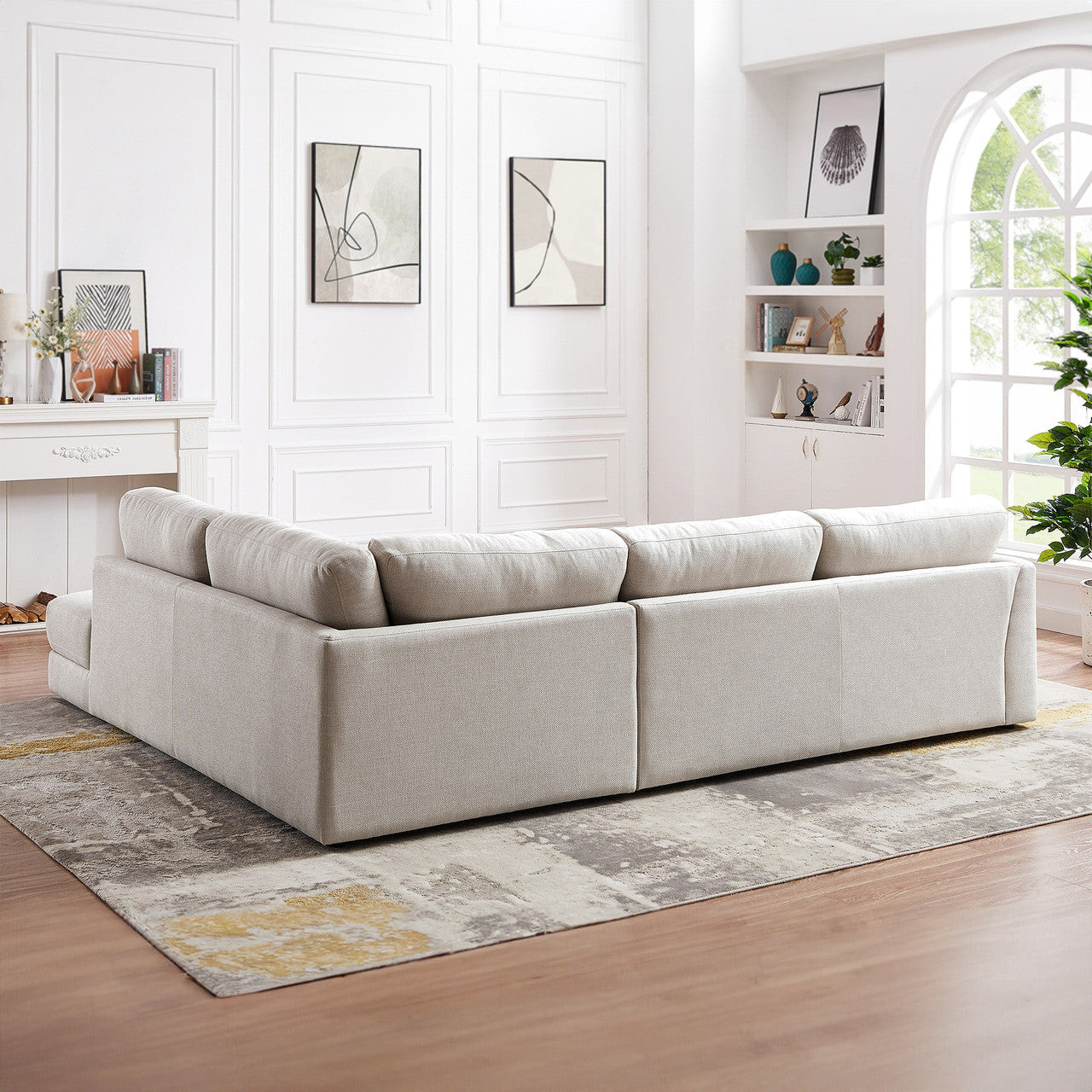 Glander  Cozy Sectional Sofa Right Facing - Cream