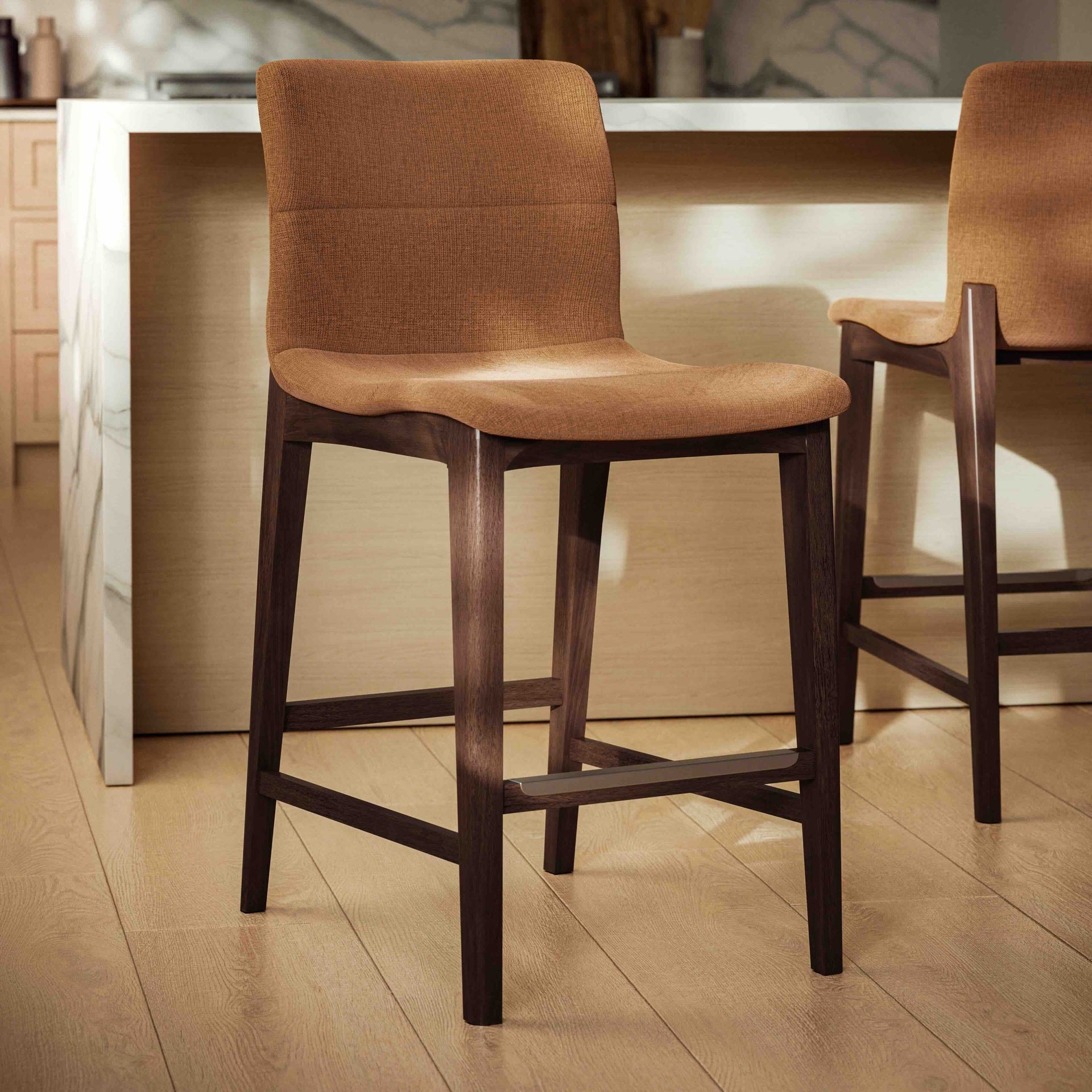 Modern Brazilian - Godan Stool - Counter Height - Jackpot Terracotta Seat - Nogal Frame by Urbia