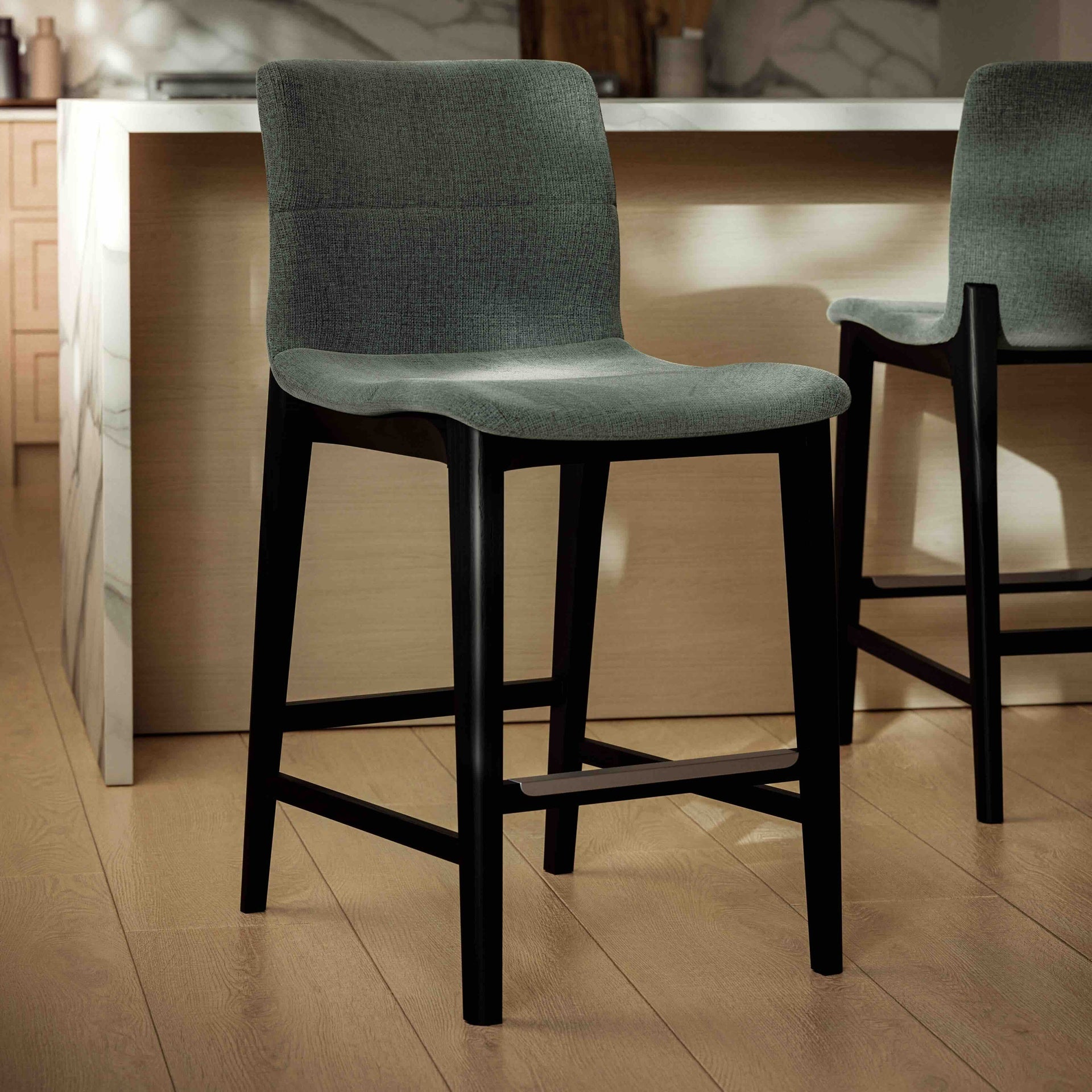 Modern Brazilian - Godan Stool - Counter Height - Jackpot Teal Seat - Ebano Frame by Urbia