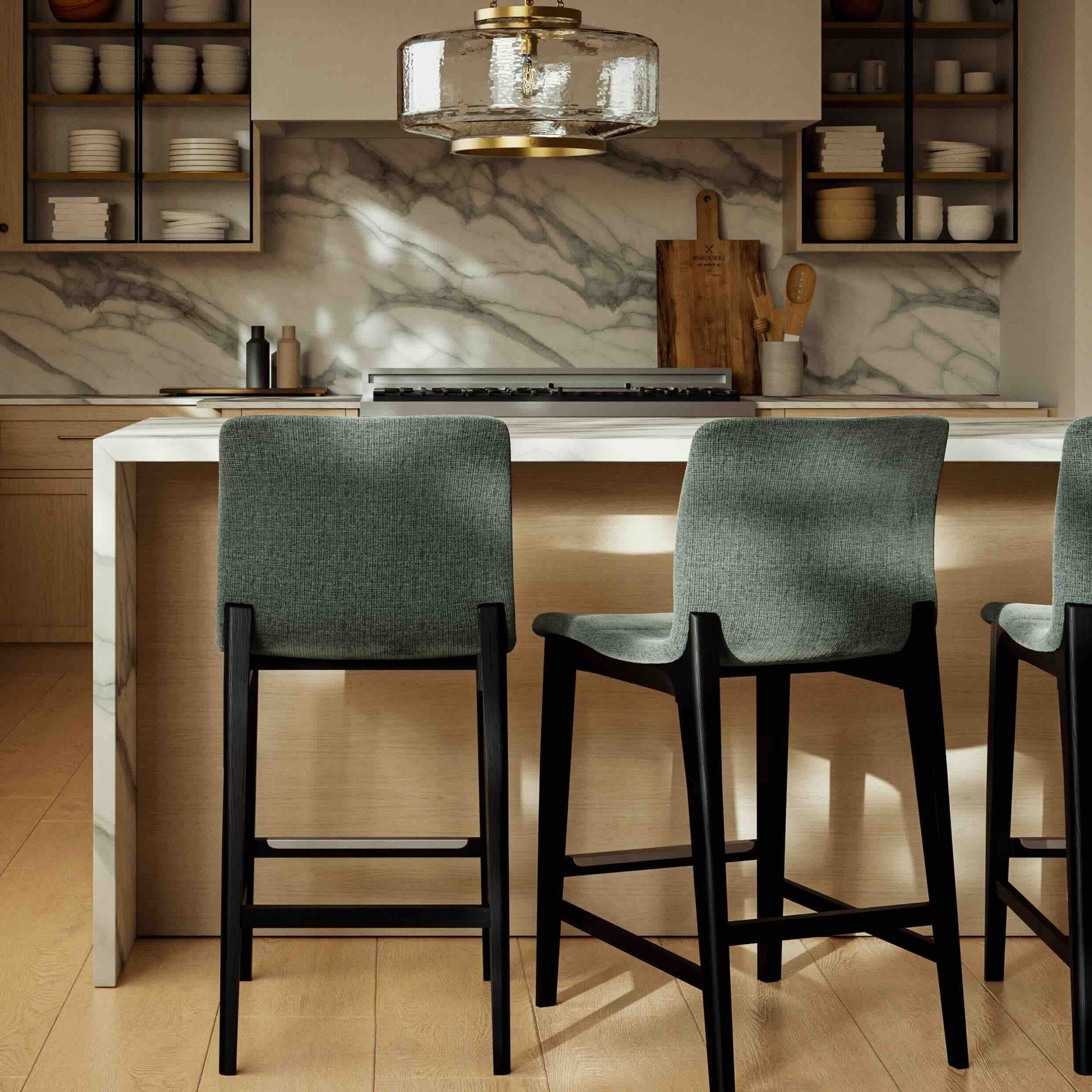 Modern Brazilian - Godan Stool - Counter Height - Jackpot Teal Seat - Ebano Frame by Urbia