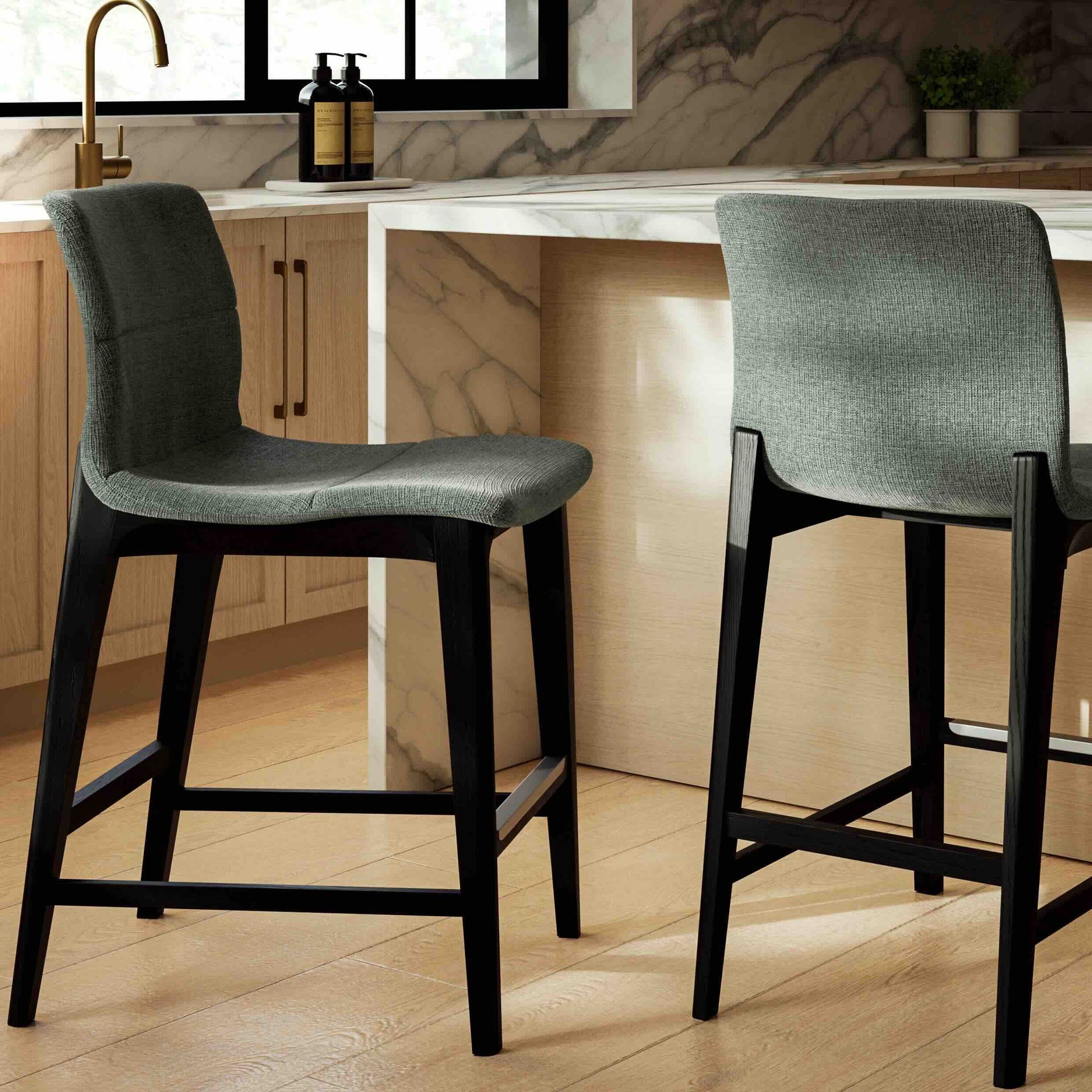Modern Brazilian - Godan Stool - Counter Height - Jackpot Teal Seat - Ebano Frame by Urbia