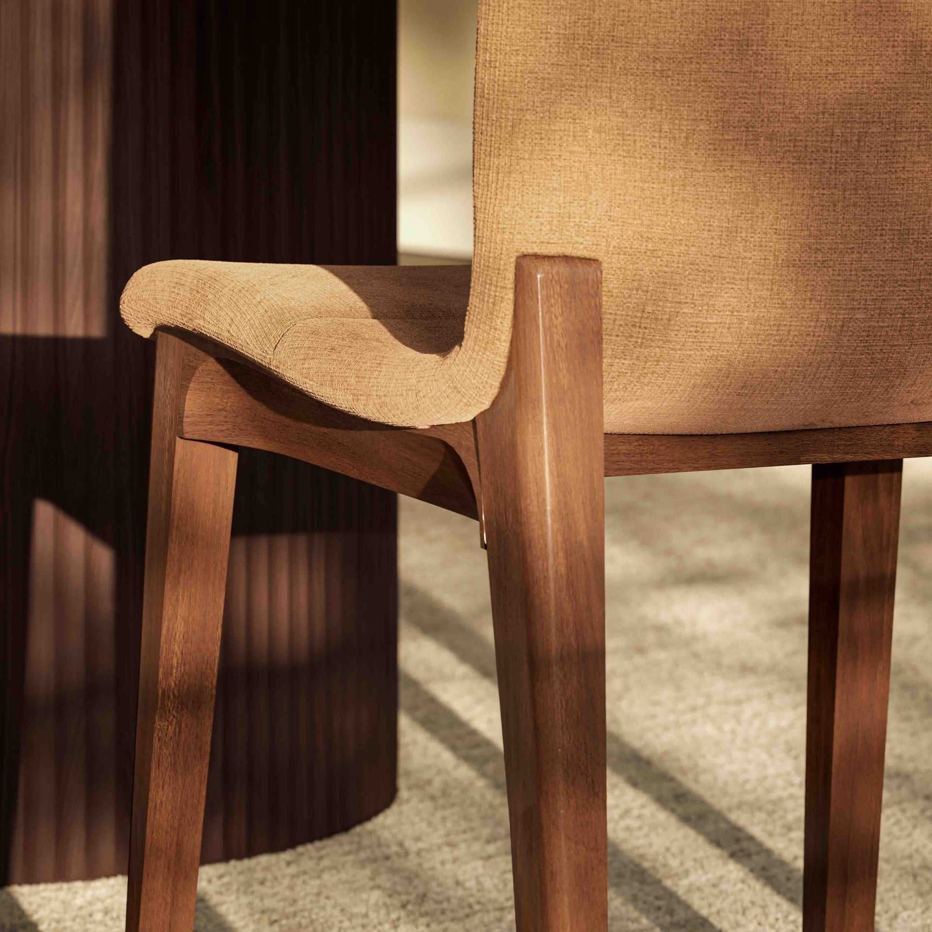 Modern Brazilian - Godan Side Chair - Jackpot Terracotta Seat - Nogal Frame by Urbia